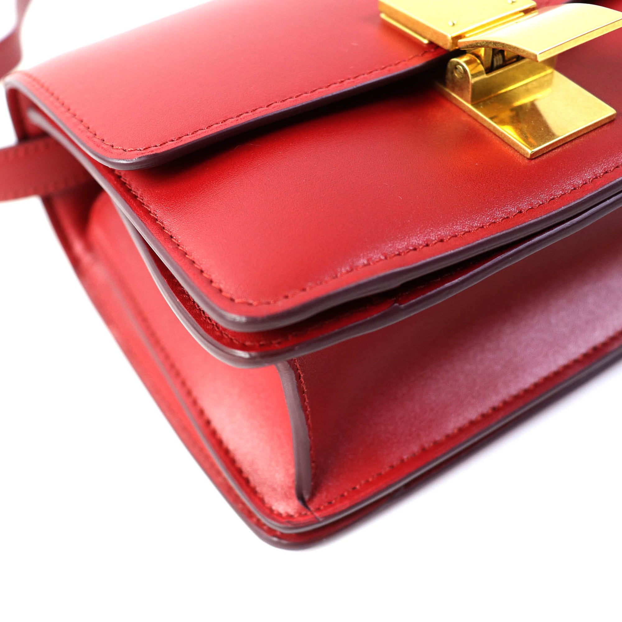 Celine Red Color Leather Shoulder Bag (Pre-Owned)