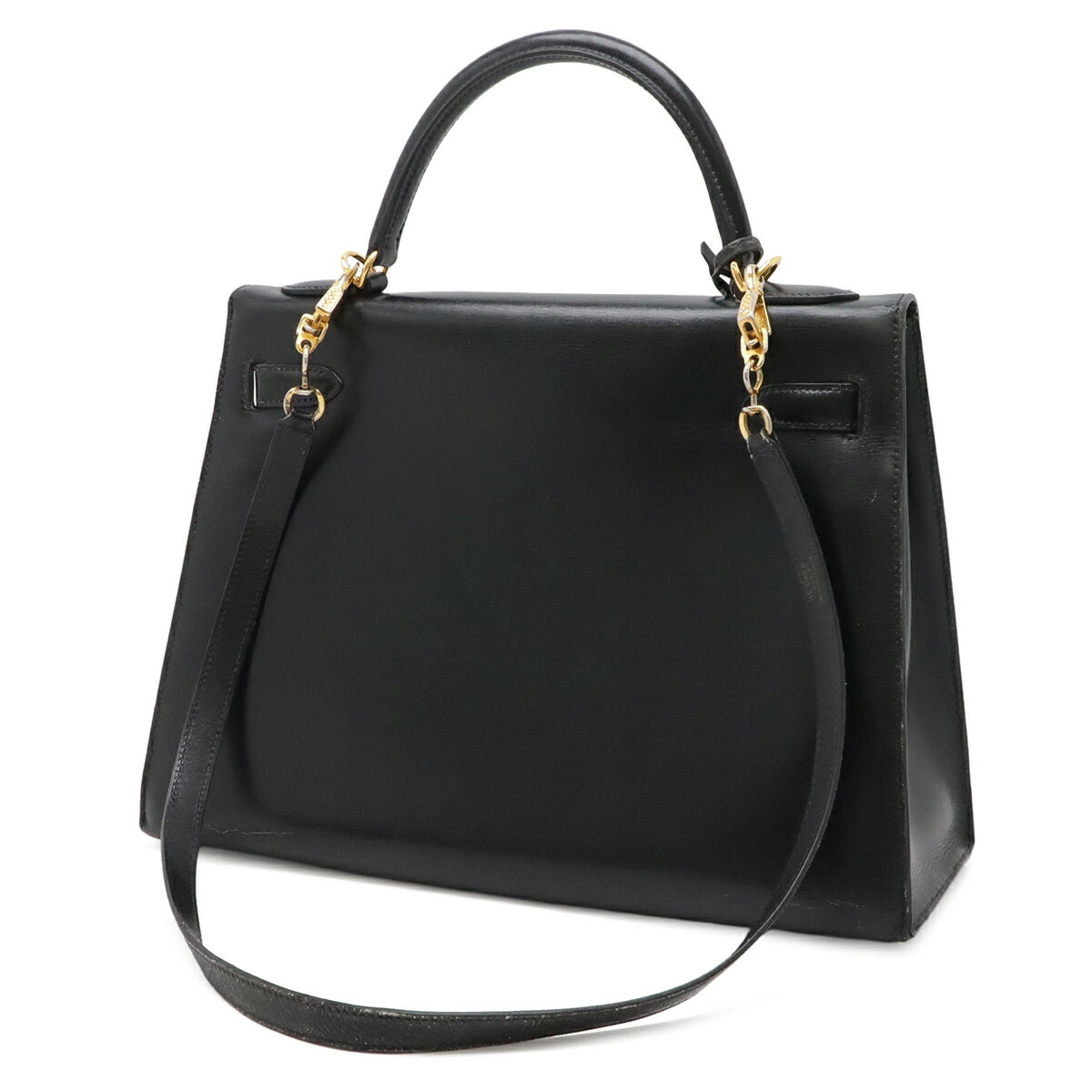 Hermes Black Box Calf Leather Handbag (Pre-Owned)