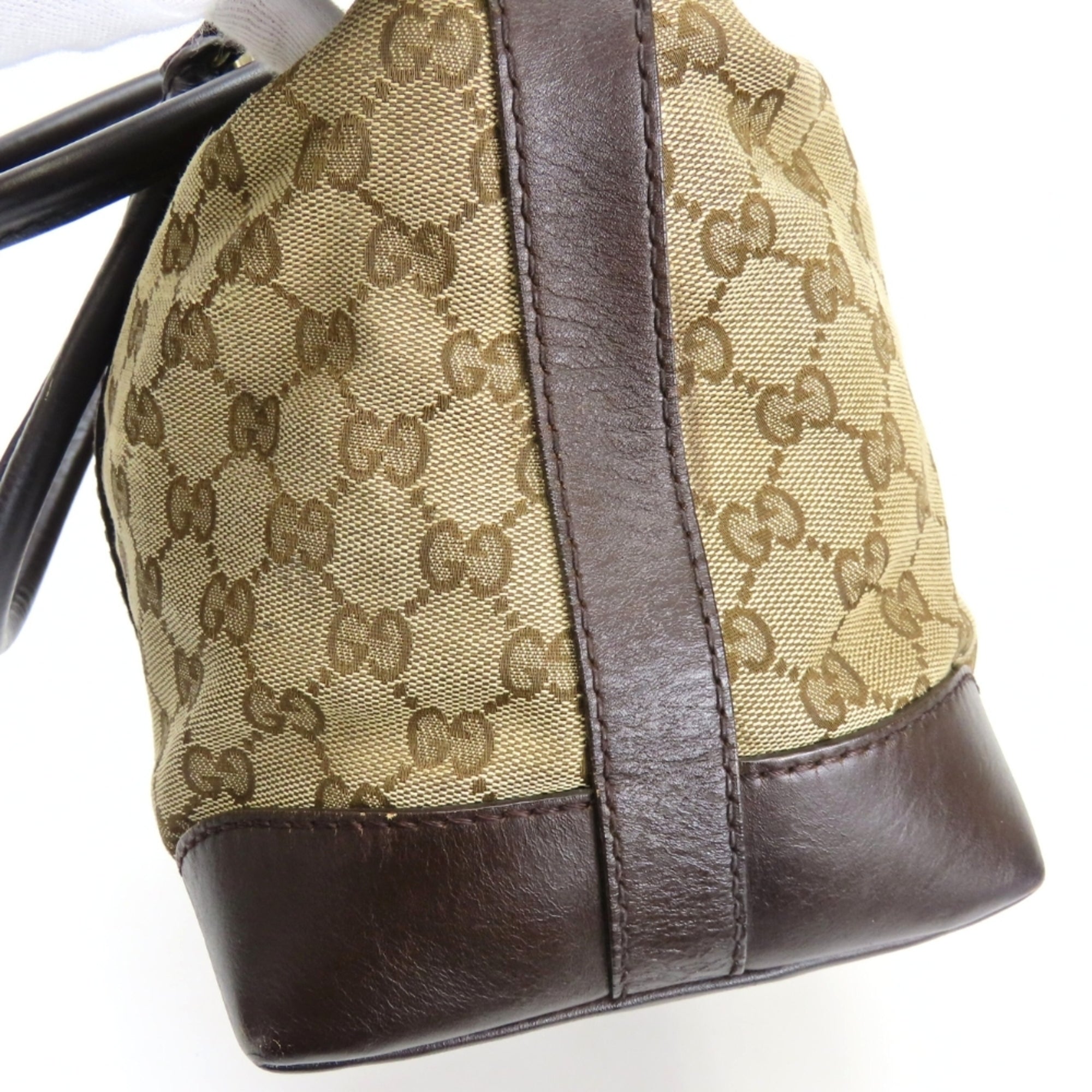 Gucci Beige Dark Brown Gg Canvas Handbag (Pre-Owned)