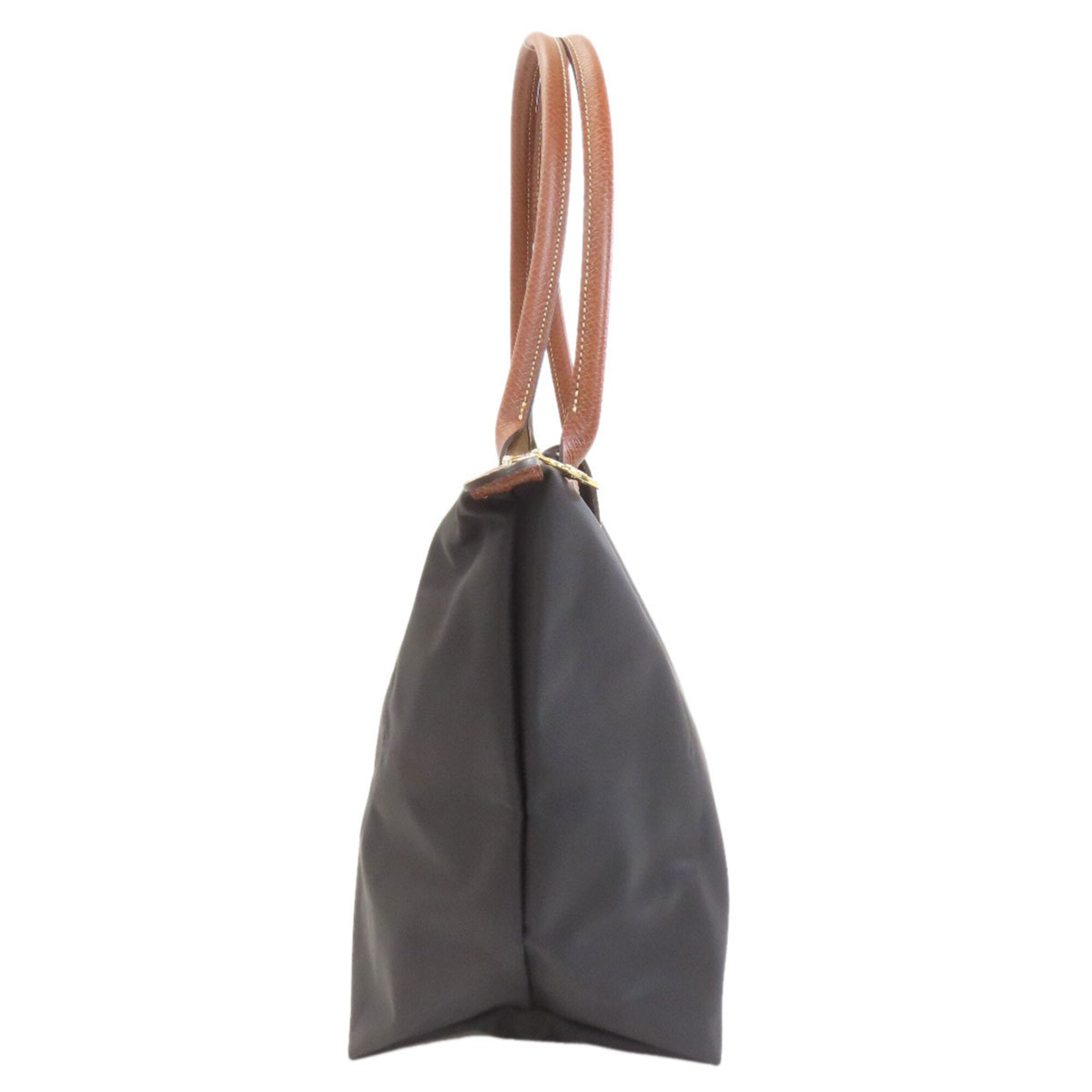 Longchamp Black Brown Nylon Tote Bag (Pre-Owned)