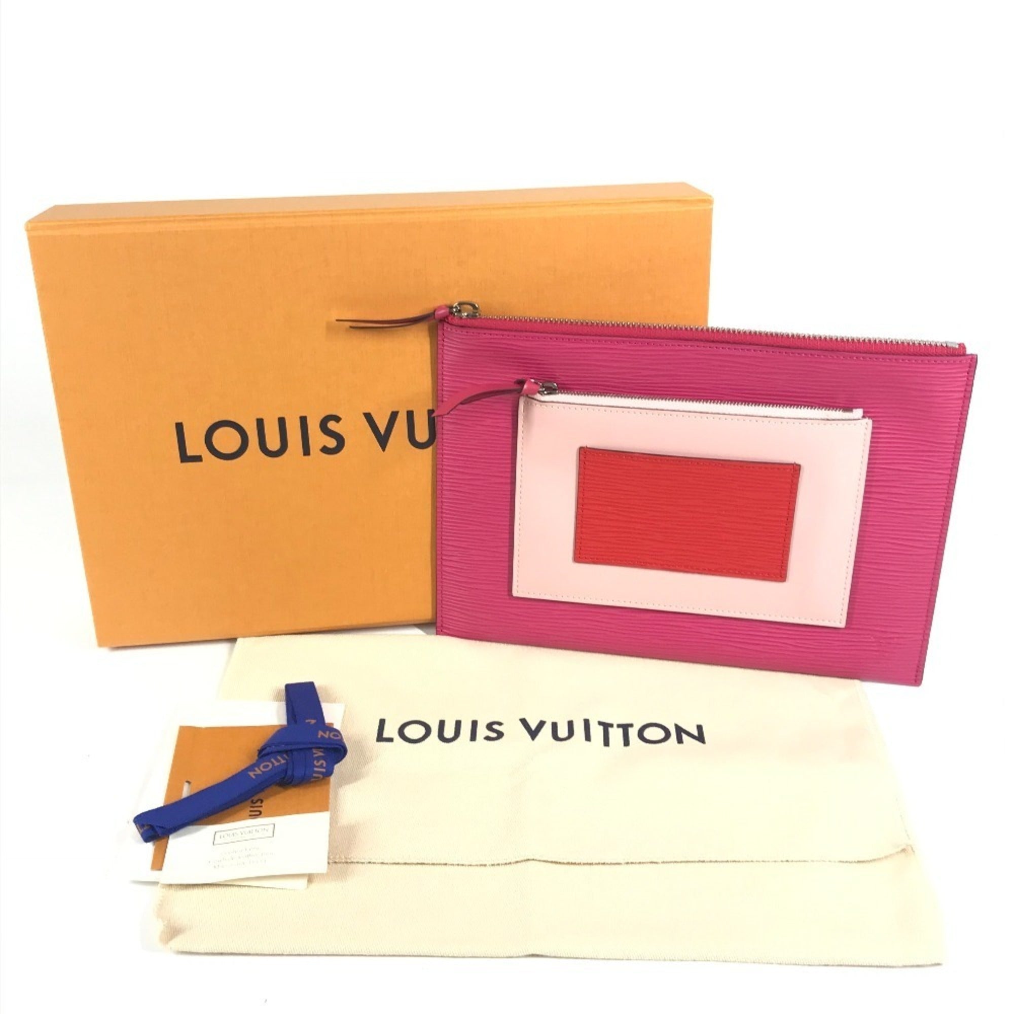 Louis Vuitton Coquelicots Pink Red Color Epi Leather Clutch Bag Handbag Pochette Pouch (Pre-Owned)