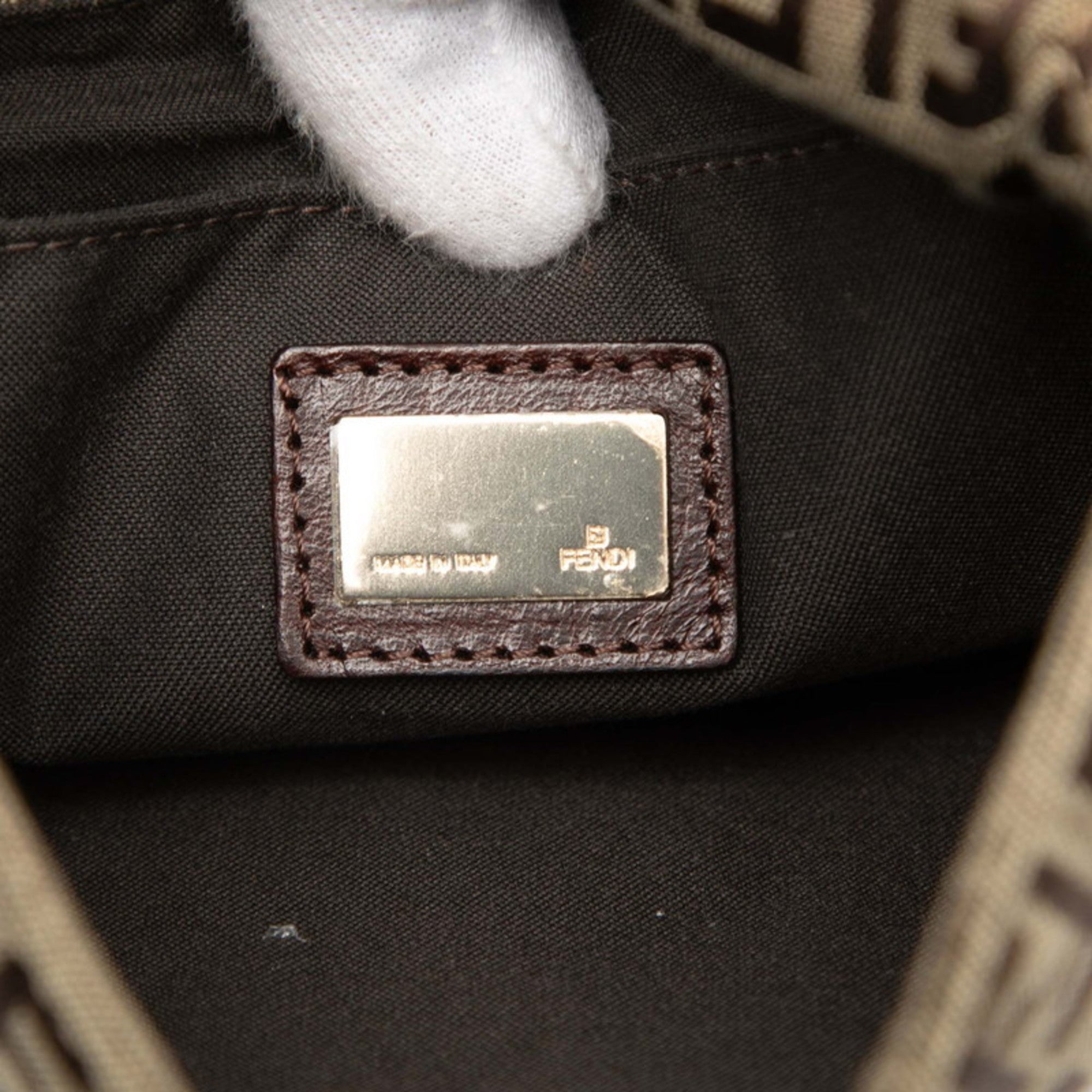 Fendi Brown Canvas Leather Shoulder Bag (Pre-Owned)