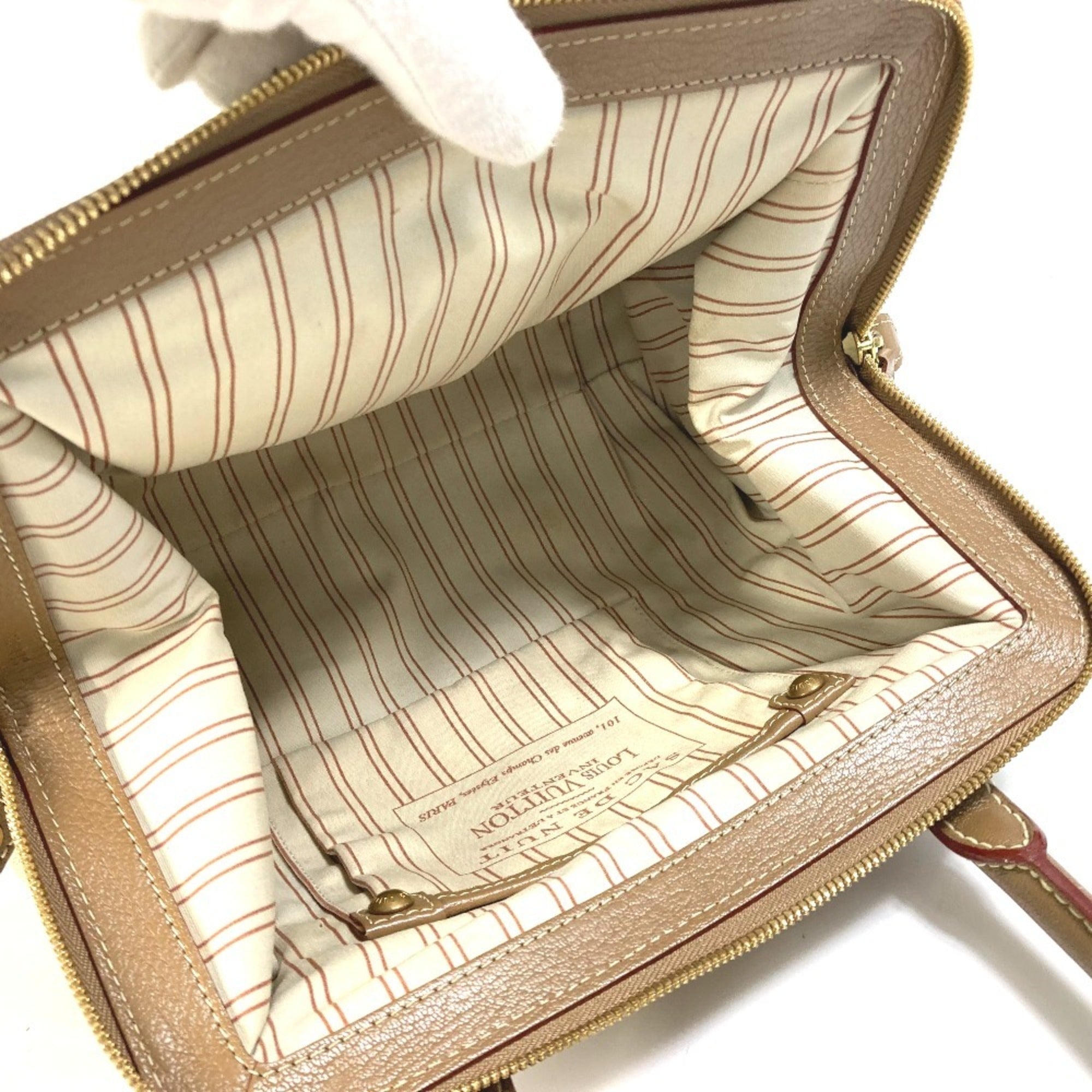 Louis Vuitton Beige Canvas Leather Handbag Shoulder Bag (Pre-Owned)