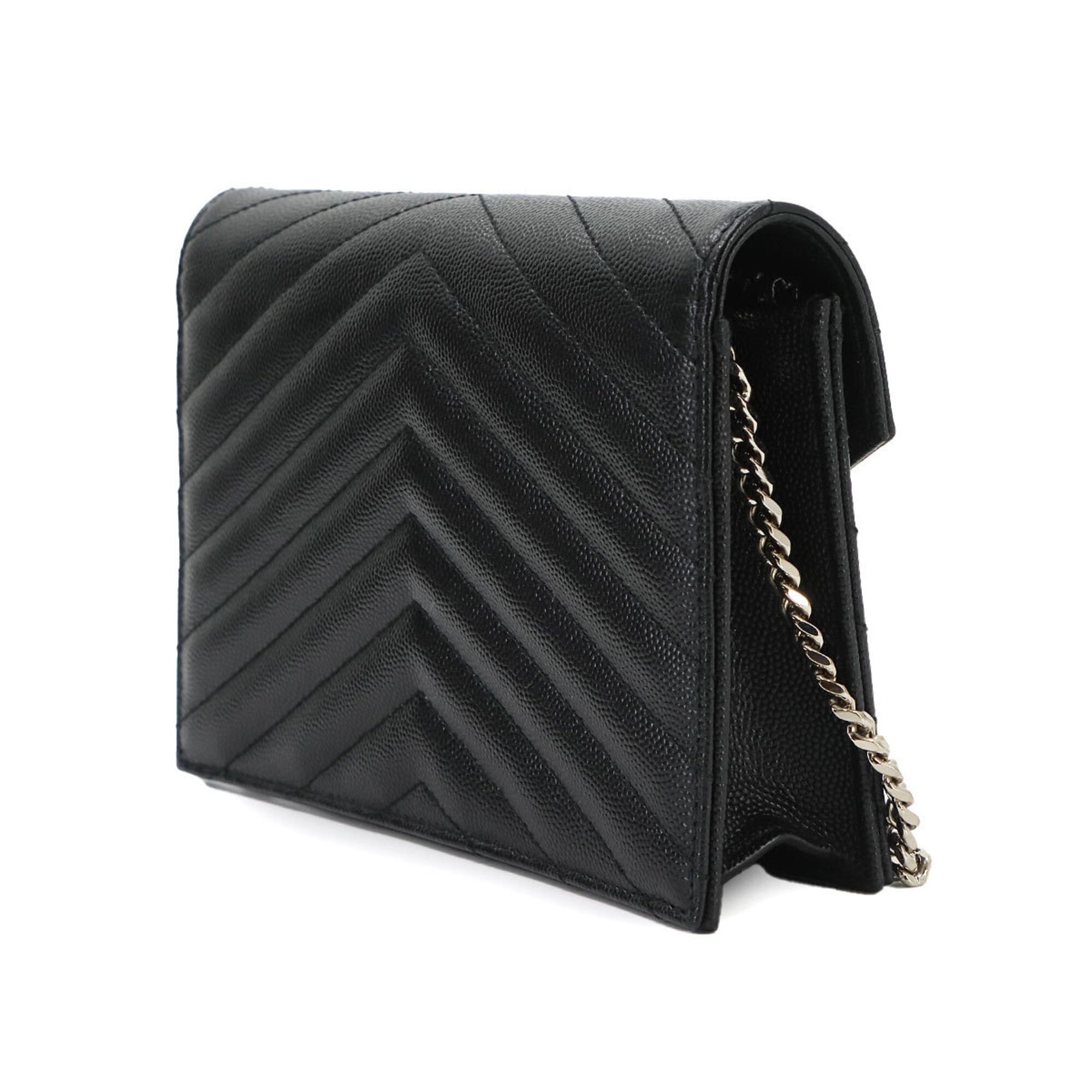 Saint Laurent Black Leather Chain/Shoulder Wallet (Pre-Owned)