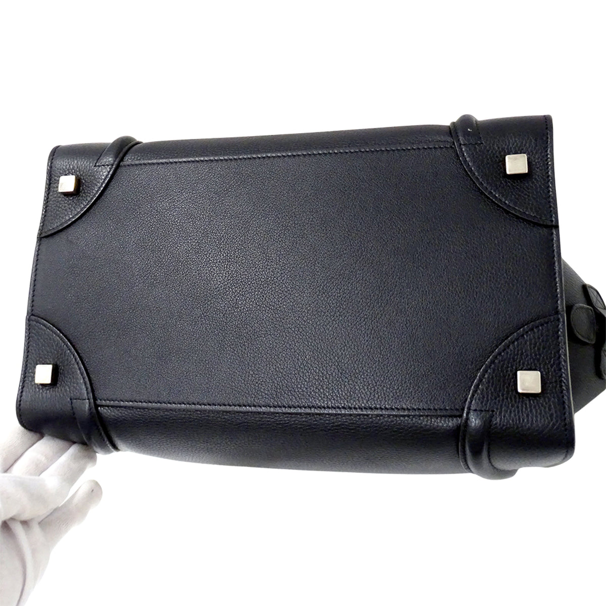 Celine Black Dark Navy Leather Handbag Tote Bag (Pre-Owned)