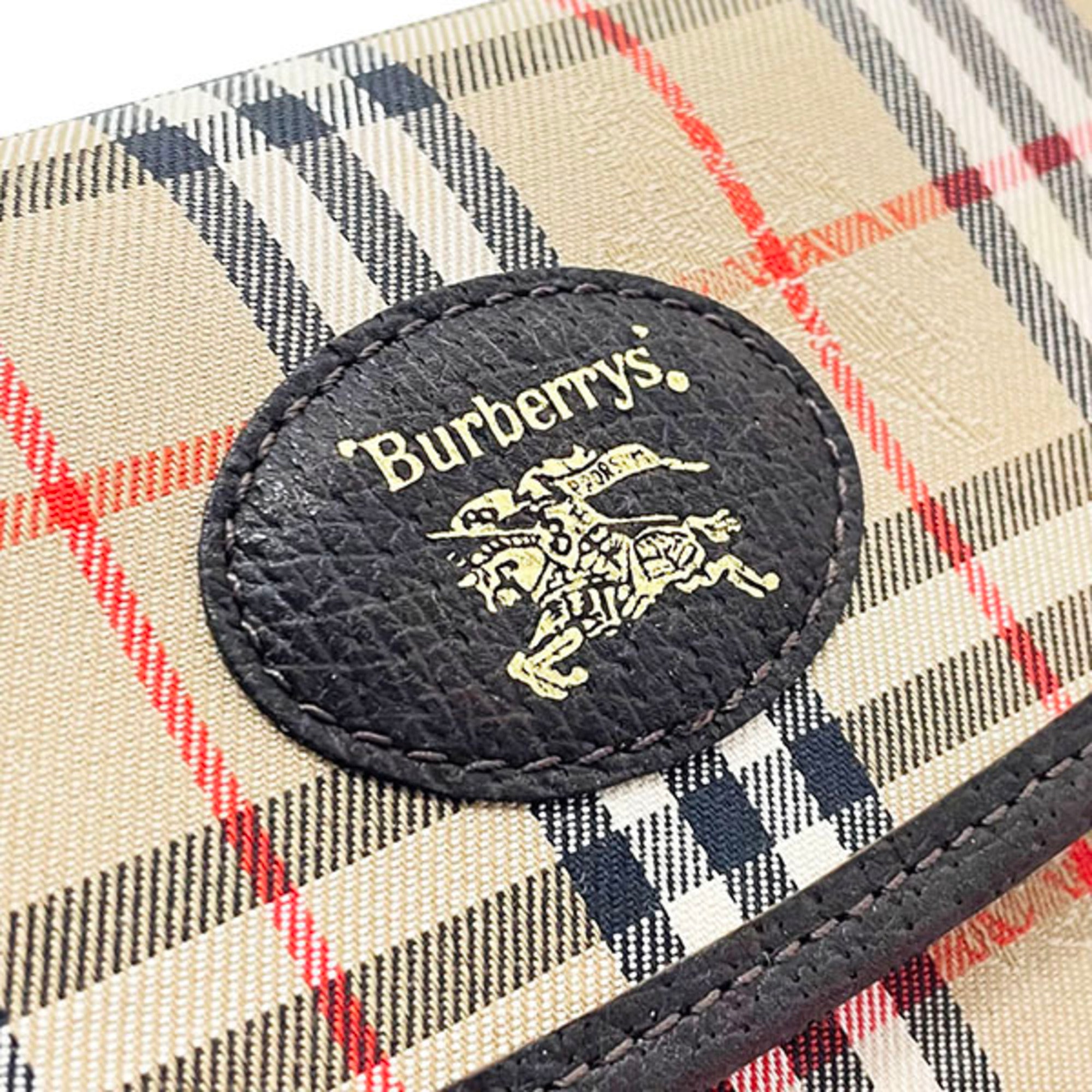 Burberry Beige Dark Brown Canvas Leather (Pre-Owned)