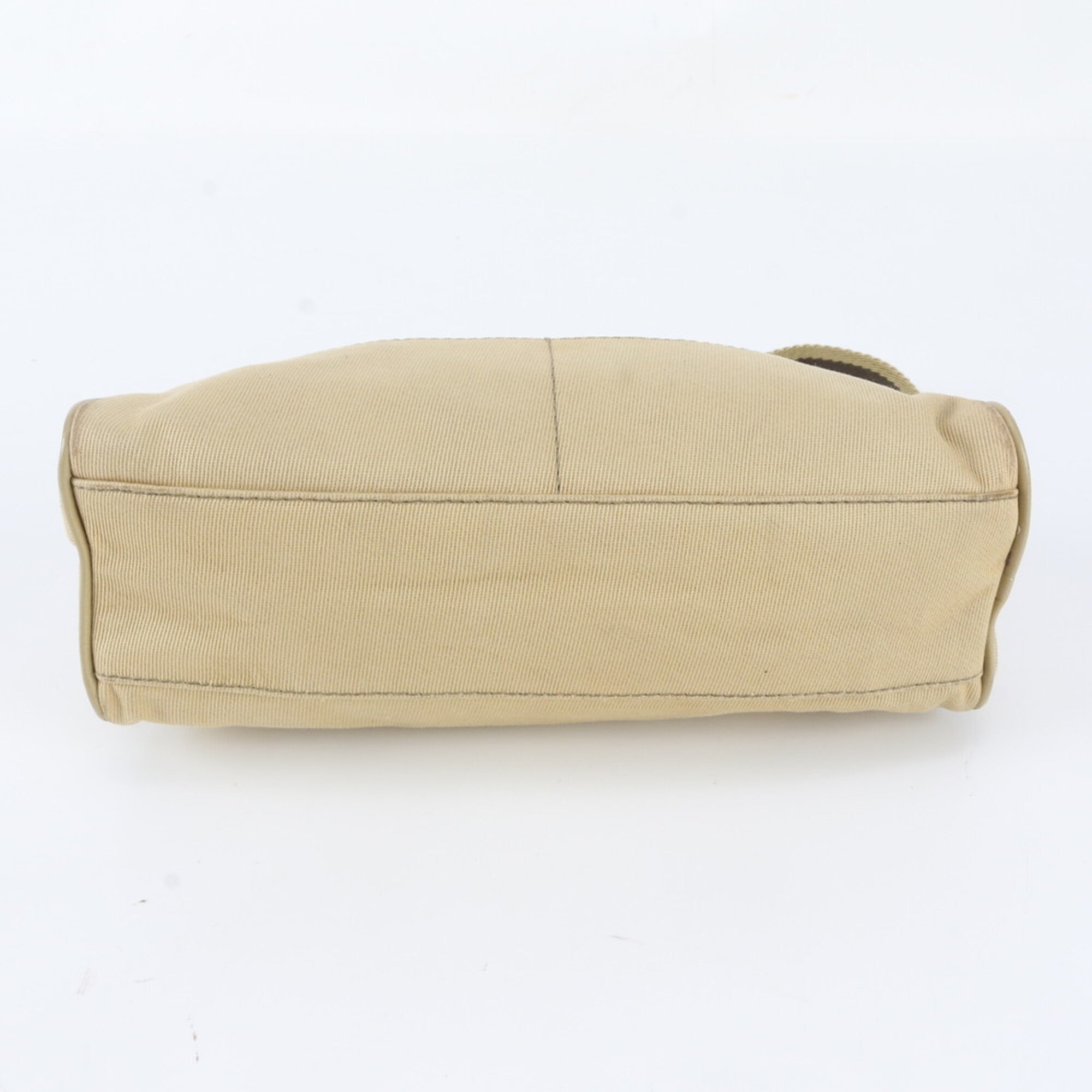 Gucci Beige Leather Canvas Handbag Shoulder Bag (Pre-Owned)