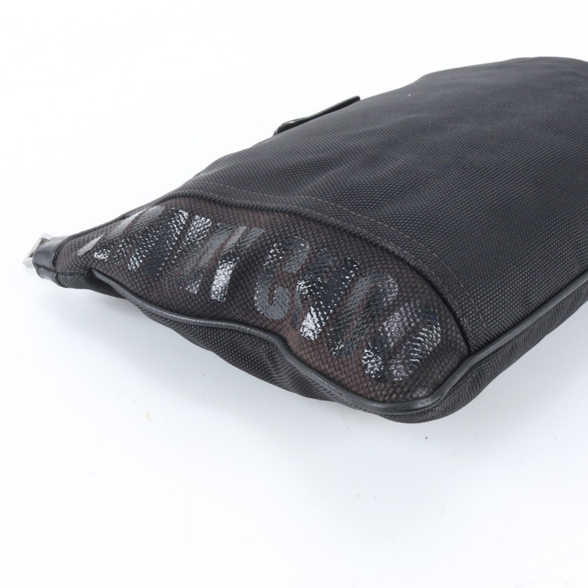 Jimmy Choo Black Leather Coated Canvas Clutch Bag (Pre-Owned)