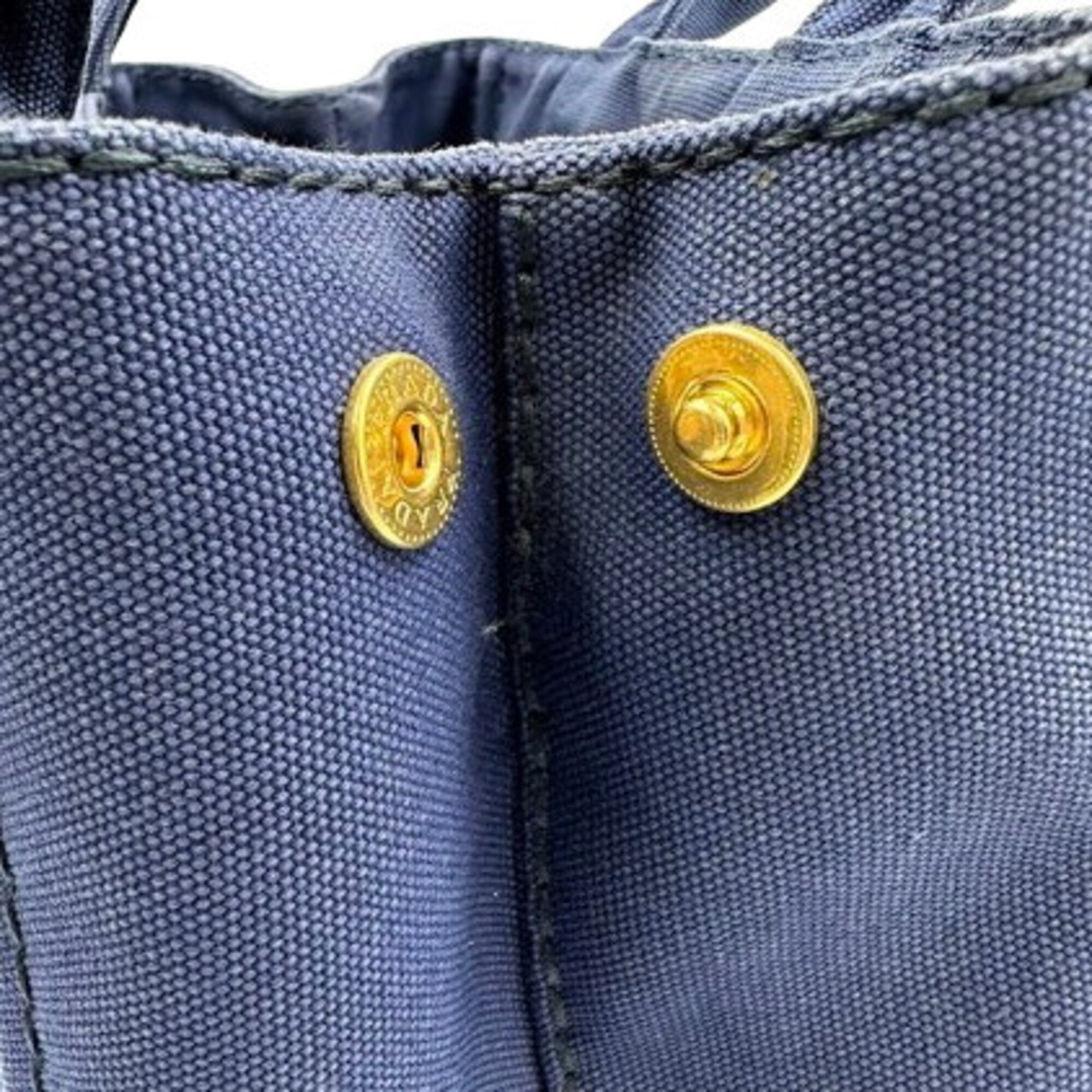 Prada Canapa Blue Canvas Handbag (Pre-Owned)