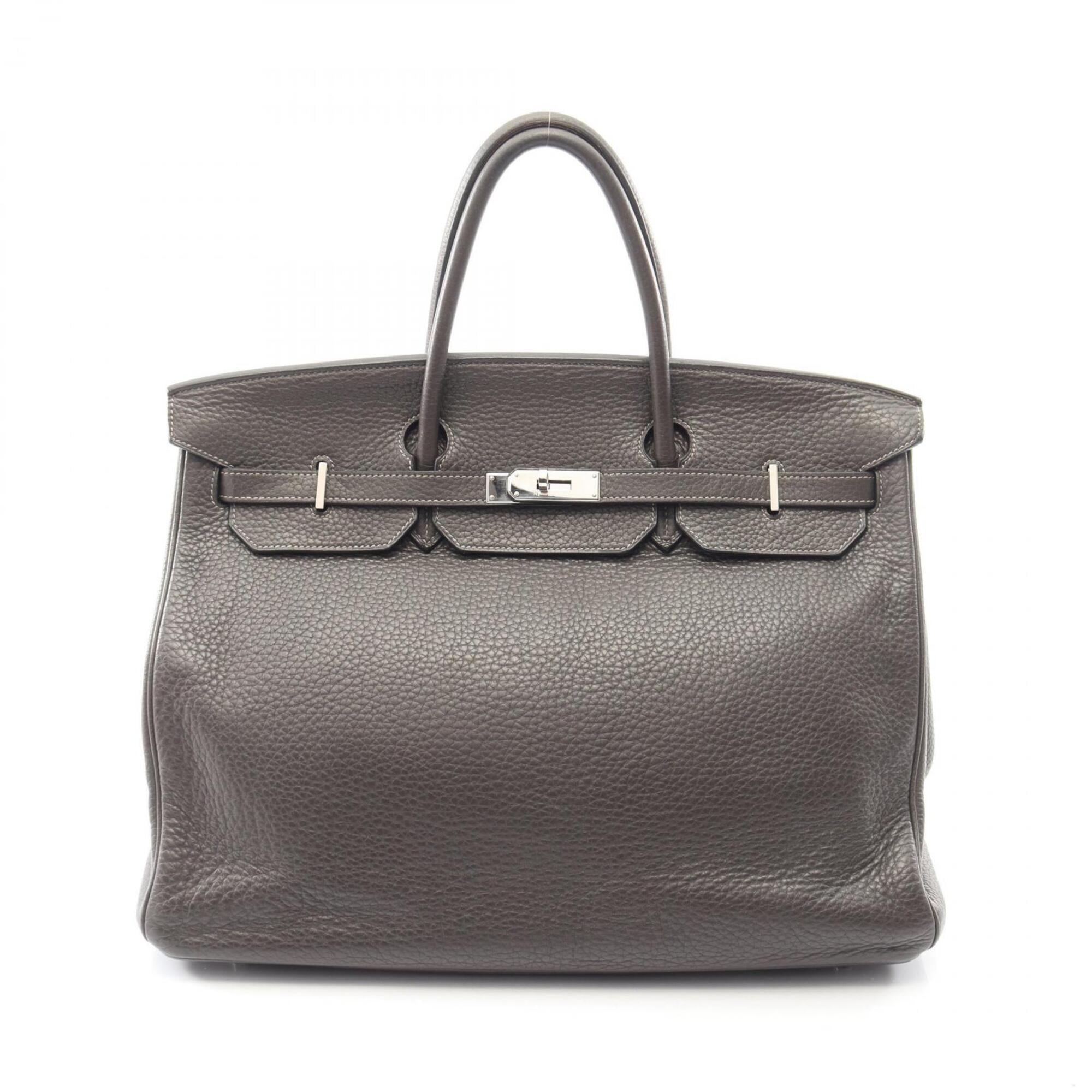 Hermes Gray Taurillon Clemence Leather Handbag (Pre-Owned)