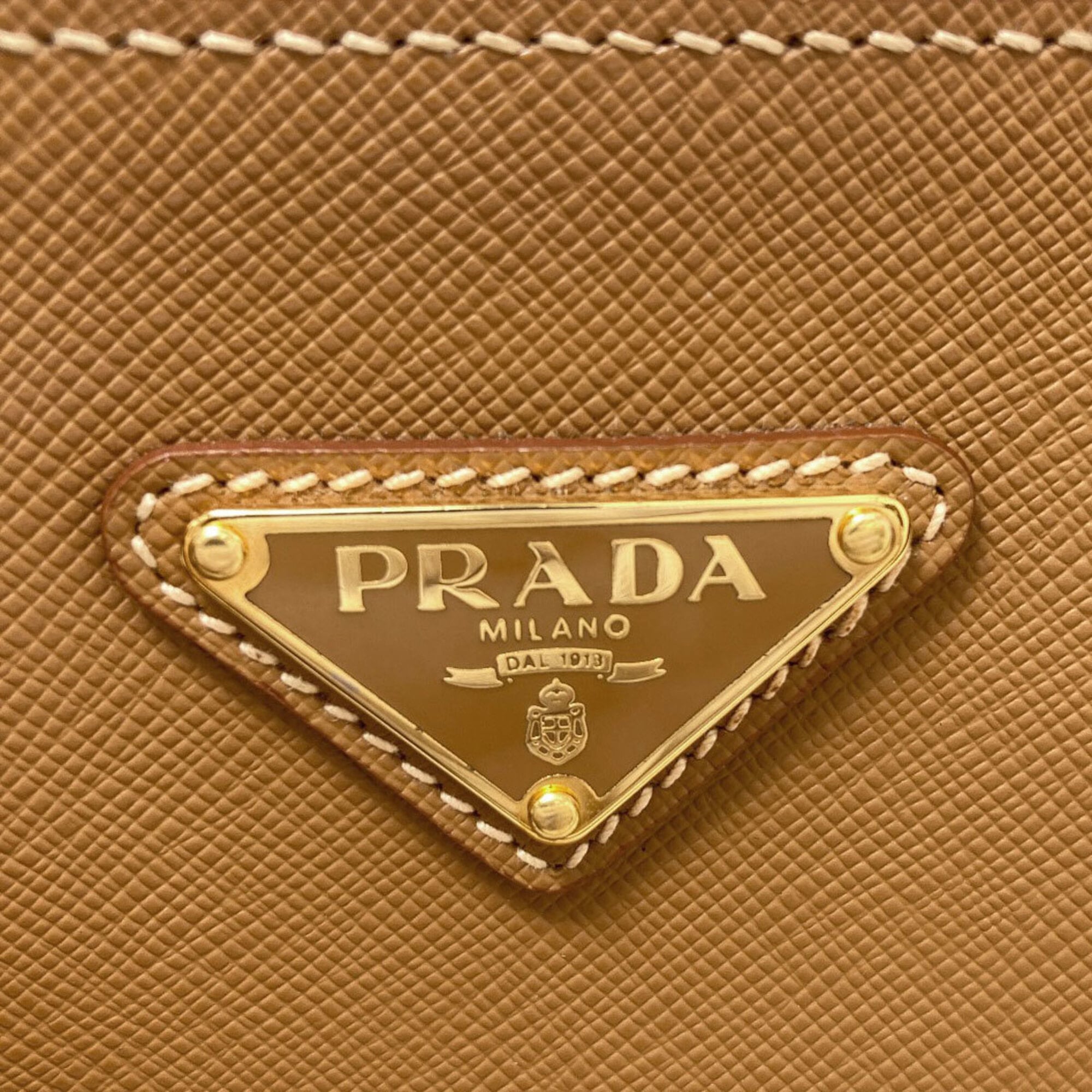 Prada Brown Saffiano Triangle Handbag (Pre-Owned)
