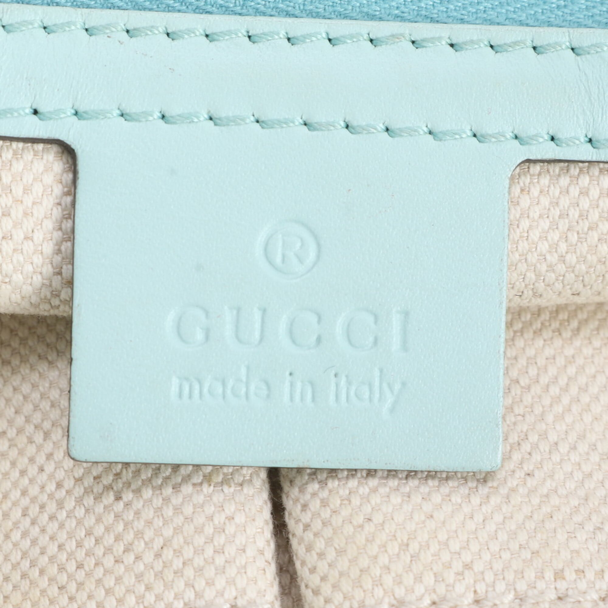 Gucci Blue Leather Canvas Handbag Shoulder Bag Tote Bag (Pre-Owned)