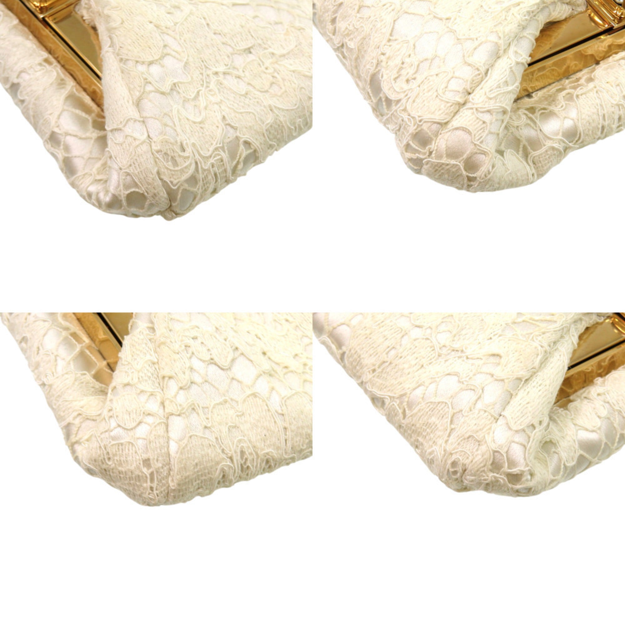 Dolce & Gabbana Off-White Metal Leather Clutch Bag (Pre-Owned)