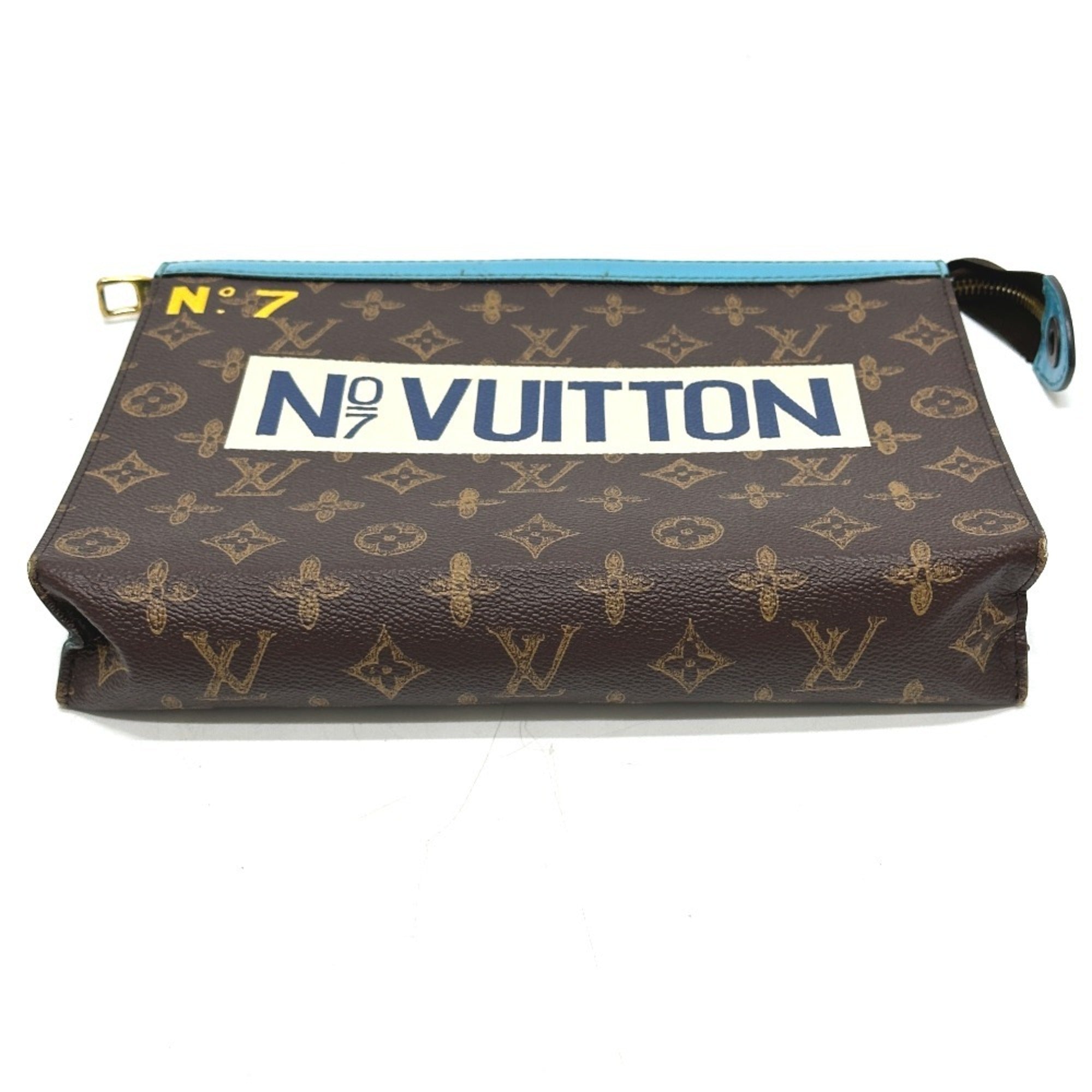Louis Vuitton Blue Brown Monogram Clutch Bag Pochette (Pre-Owned)