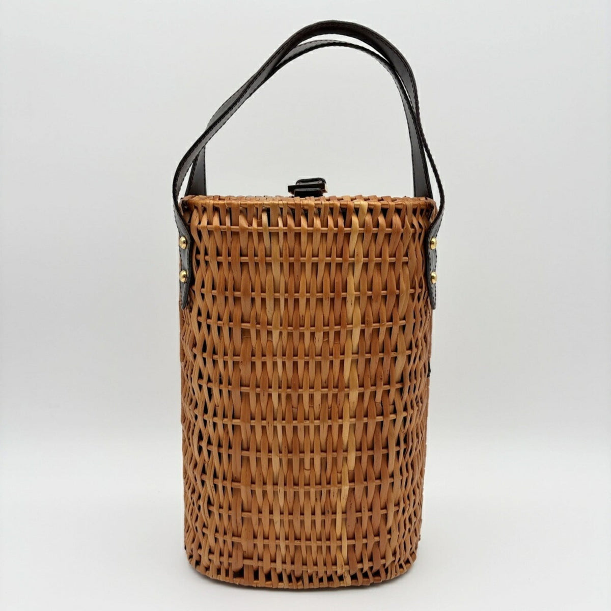 Fendi Brown Dark Brown Wisteria Vine Leather Basket (Pre-Owned)
