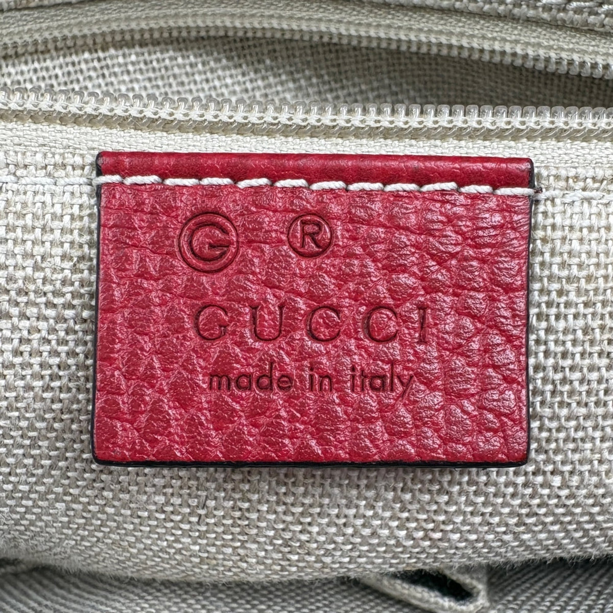 Gucci Beige Red Color Gg Canvas Leather Handbag (Pre-Owned)