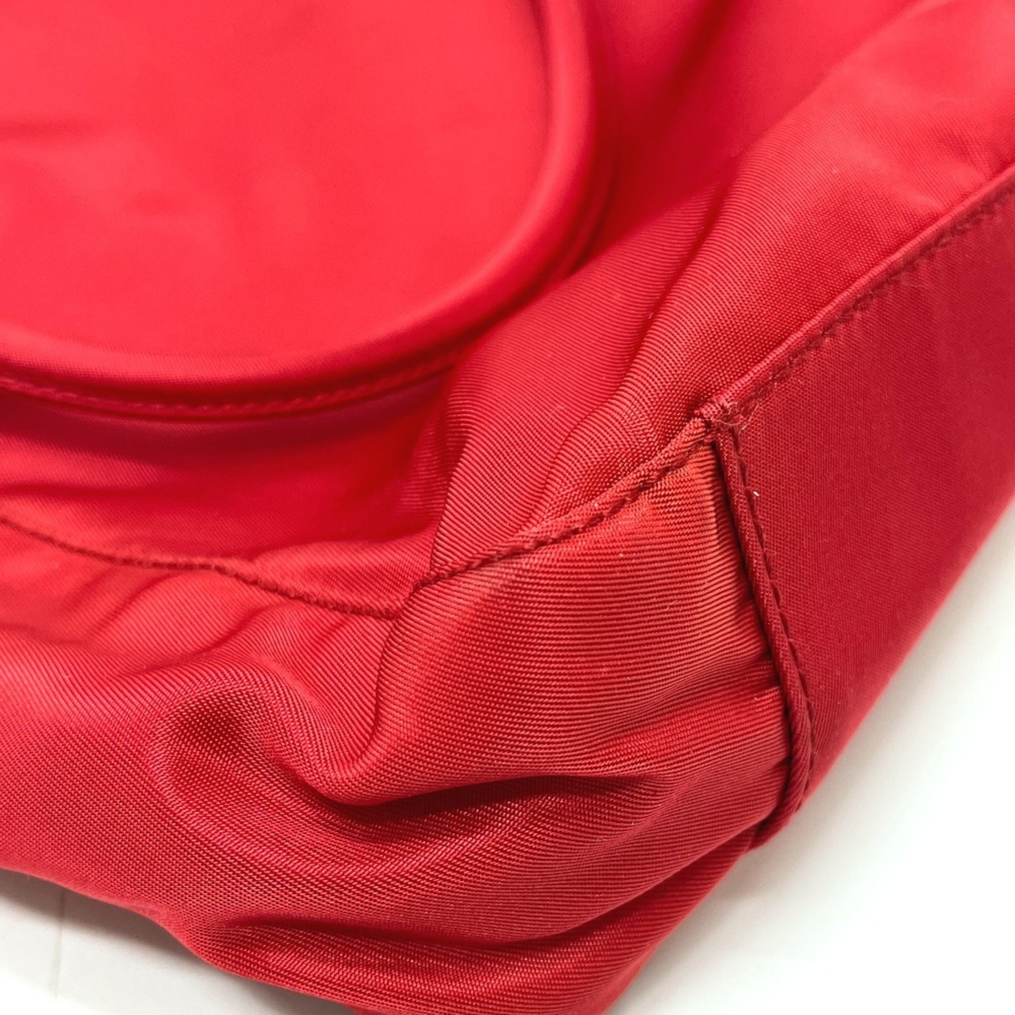 Prada Red Color Nylon Handbag Tote Bag (Pre-Owned)