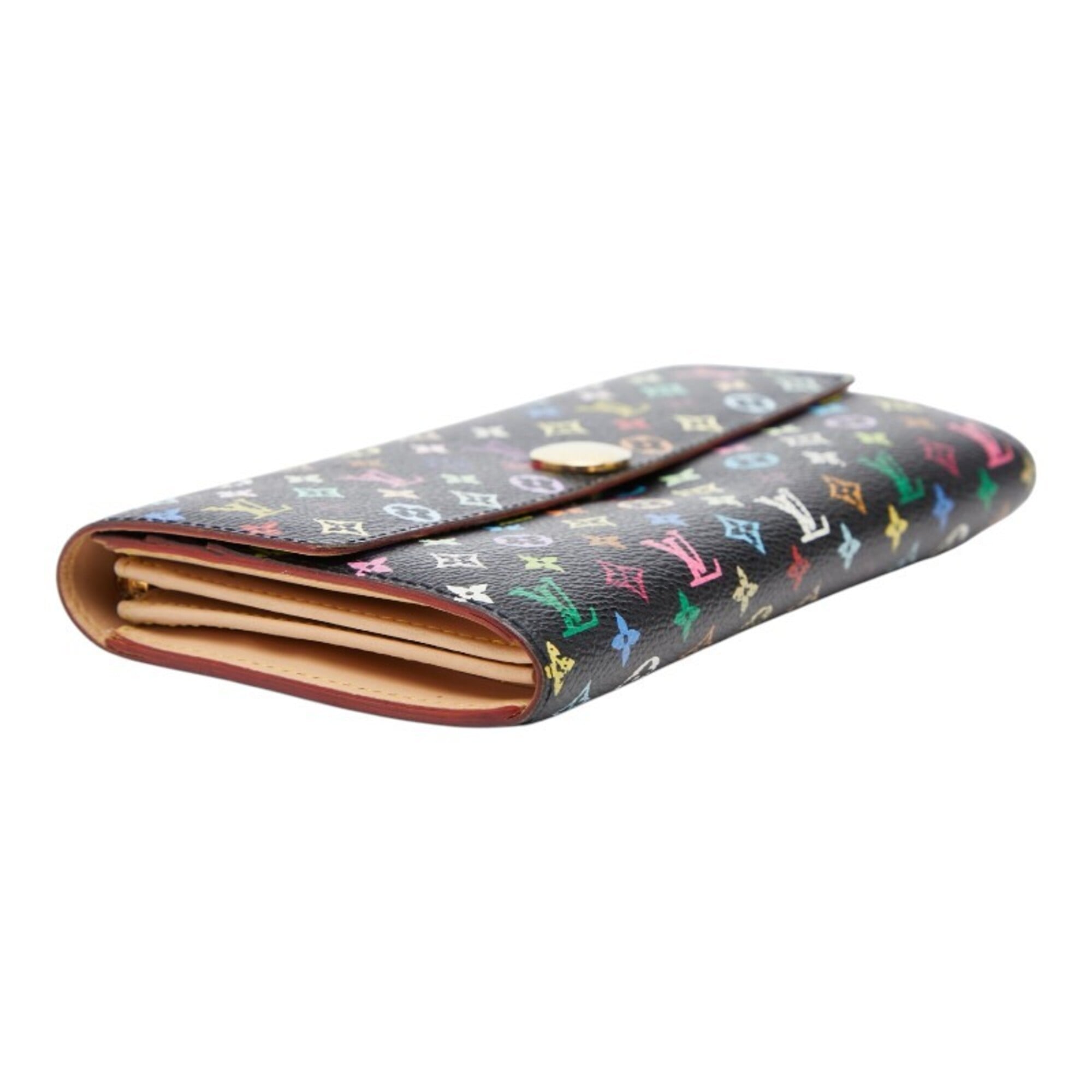 Louis Vuitton Monogram Multicolore Multi-Color Noir Pvc Leather Long Wallet (Bi-Fold) (Pre-Owned)