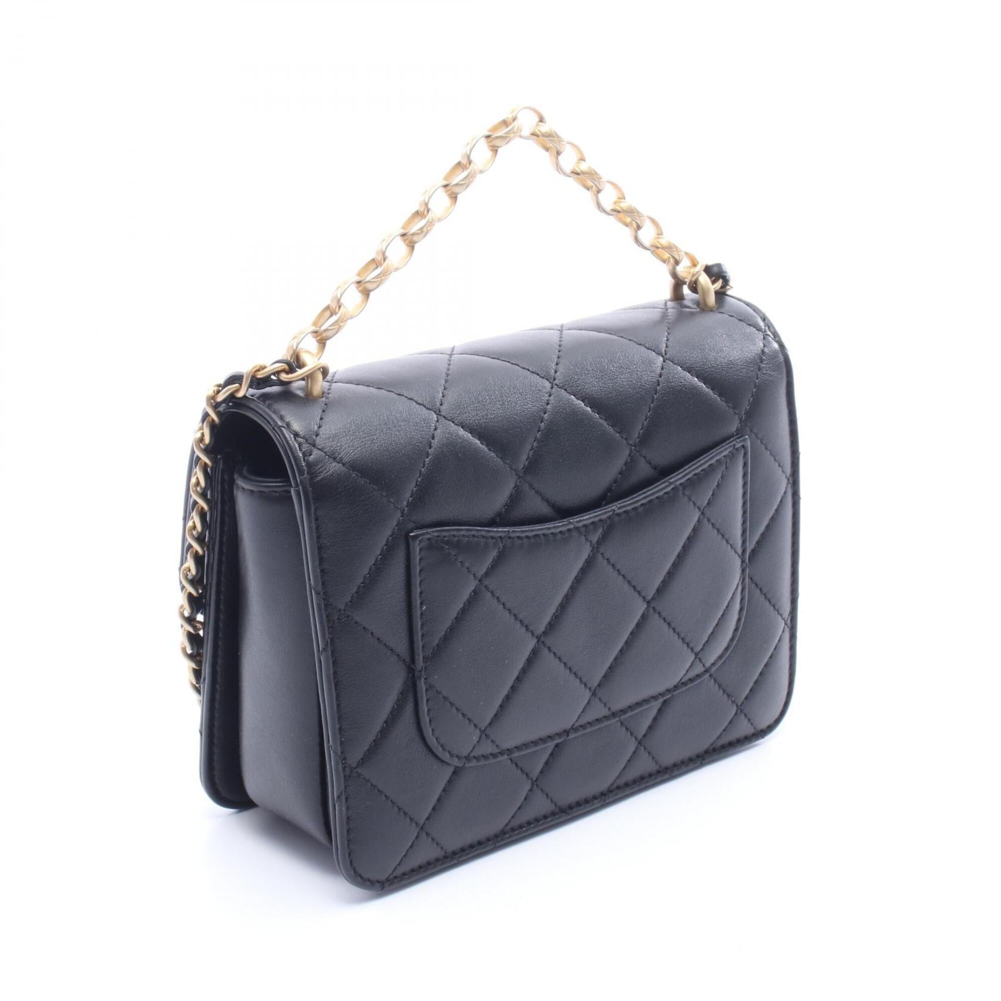 Chanel Black Leather Handbag Shoulder Bag (Pre-Owned)