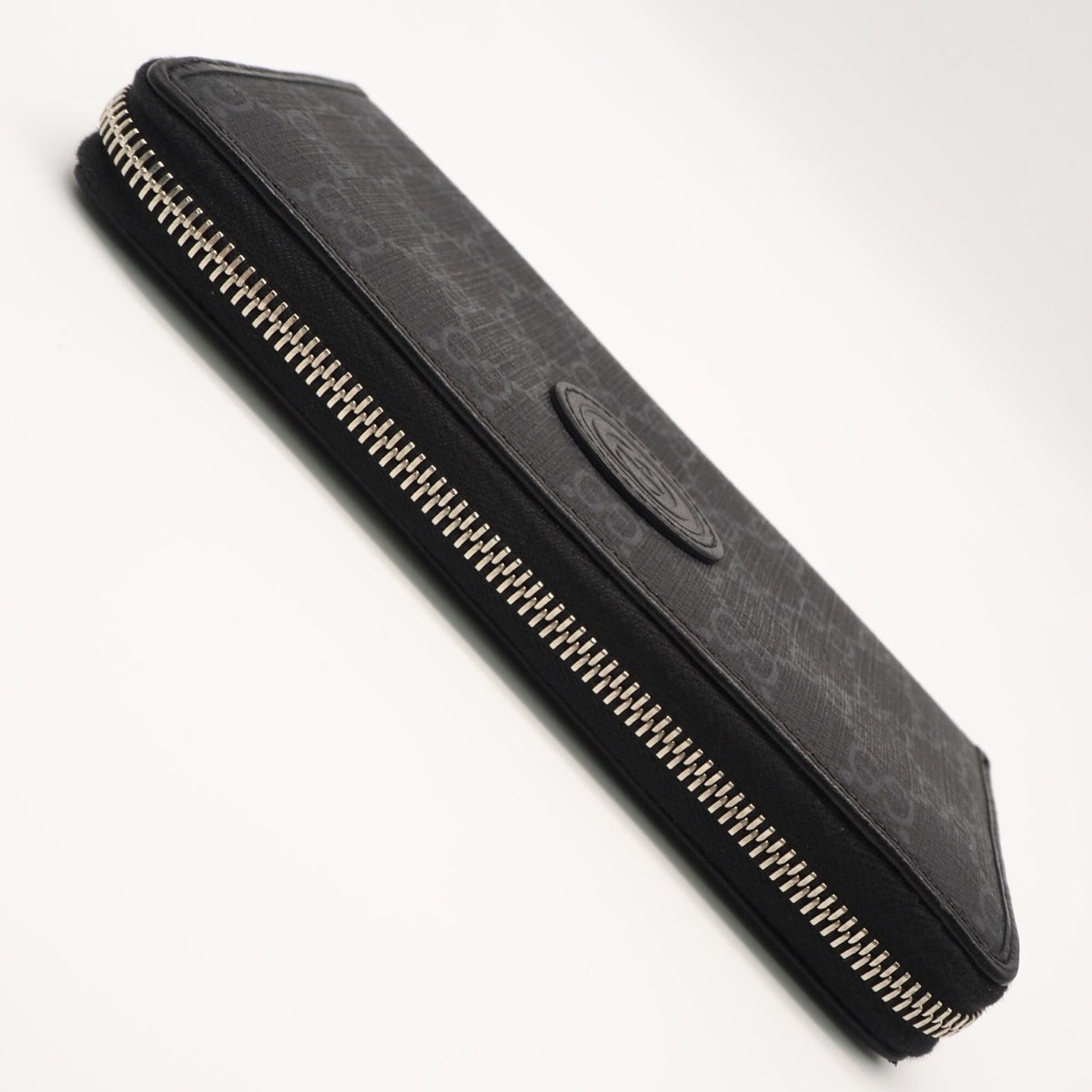 Gucci Gg Supreme Black Gray Coated Canvas Leather Long Wallet (Bi-Fold) (Pre-Owned)