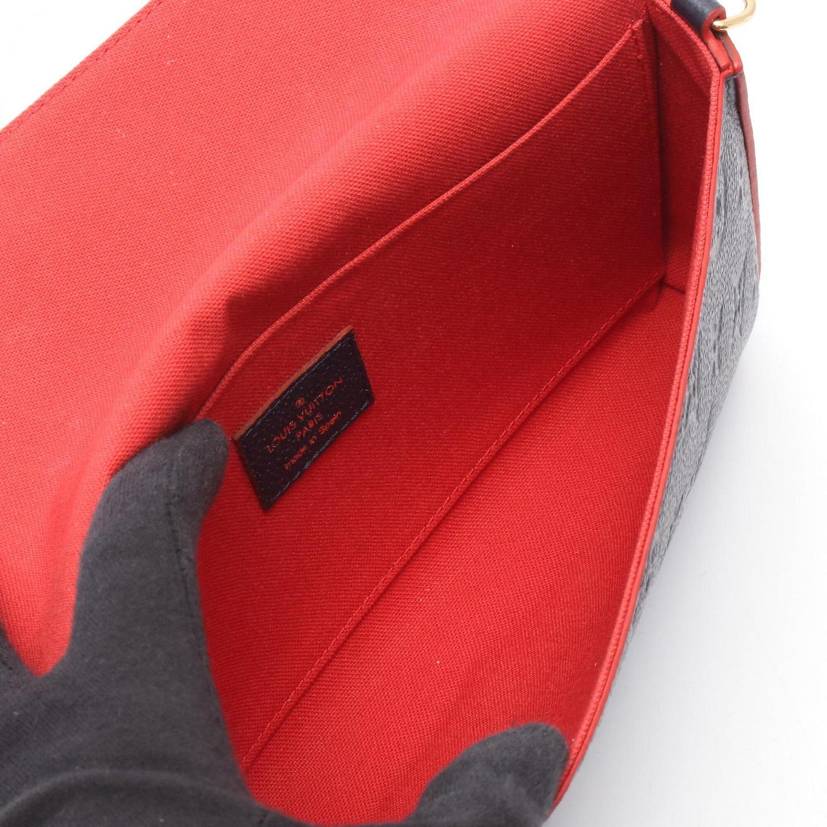 Louis Vuitton Navy Red Color Leather Handbag Pochette Shoulder Bag (Pre-Owned)
