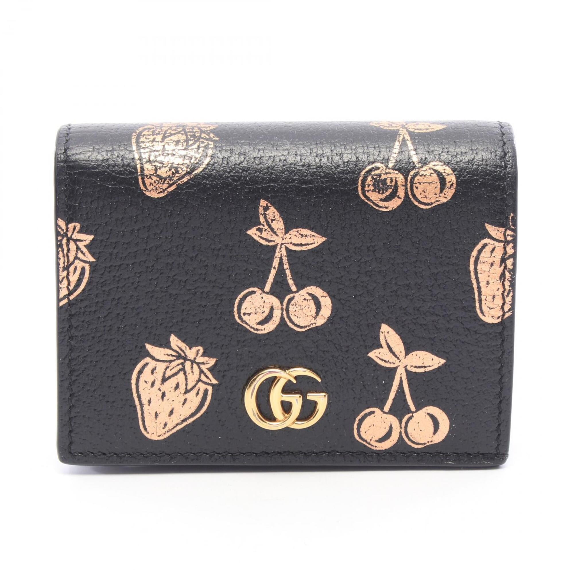 Gucci Gold Black Leather Wallet (Bi-Fold) (Pre-Owned)