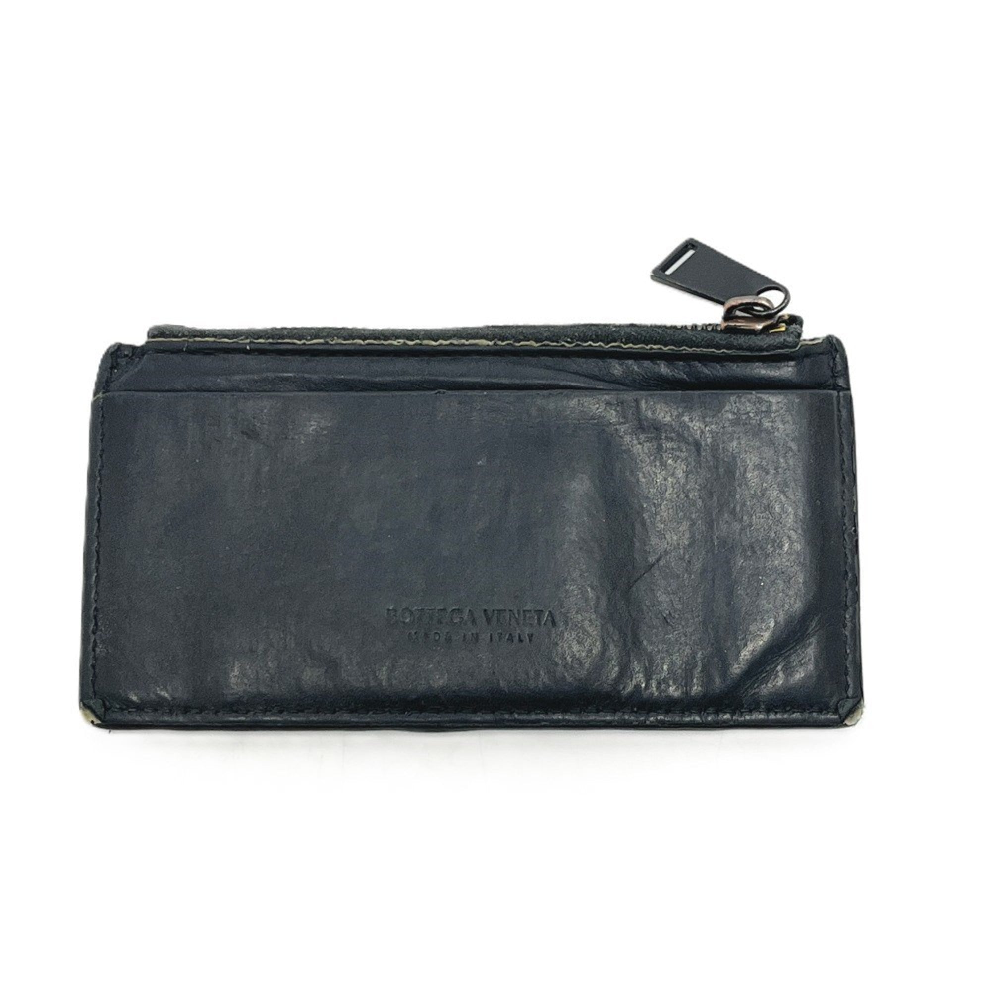Bottega Veneta Black Intrecciato Leather Coin Purse/Coin Case (Pre-Owned)