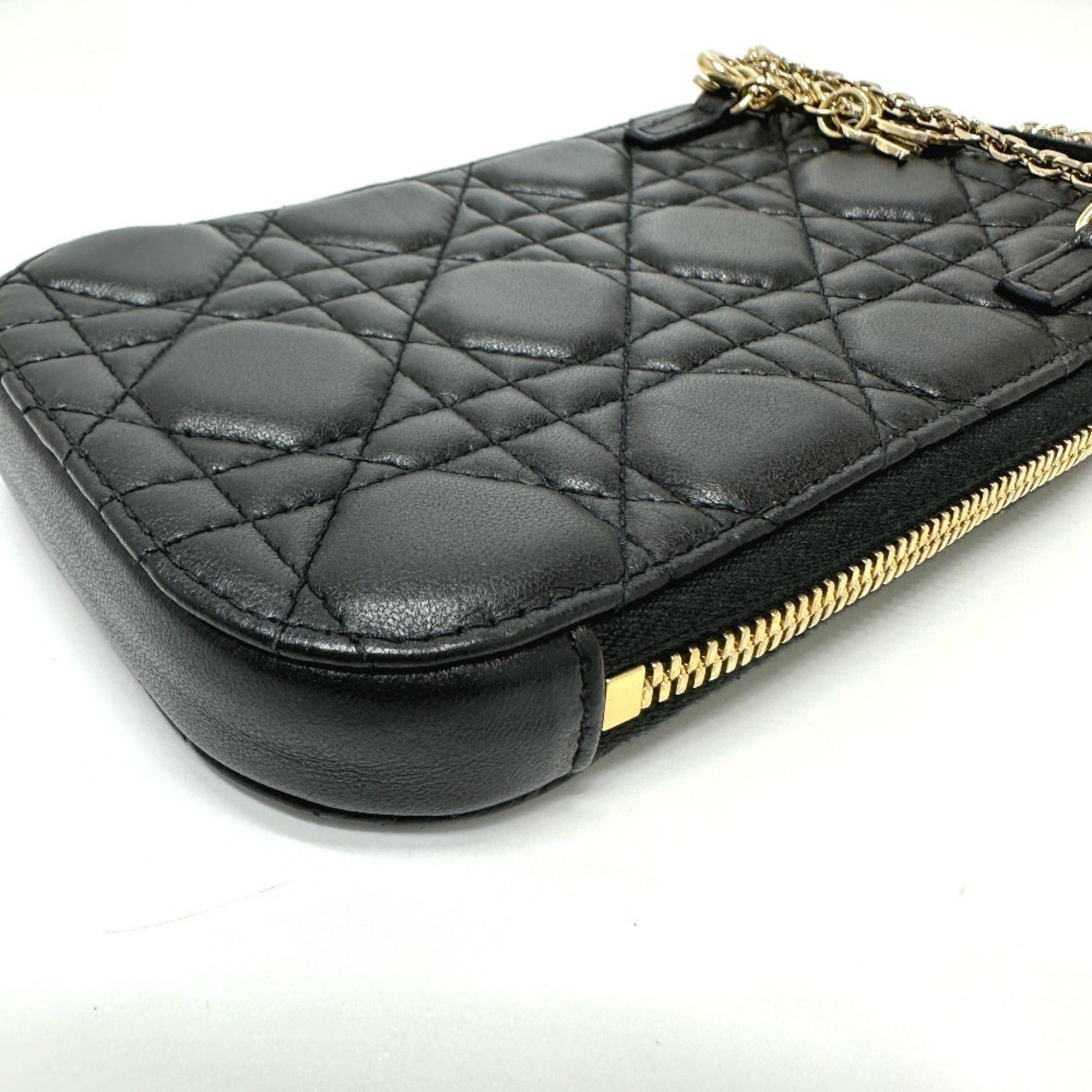 Christian Dior Cannage/Lady Dior Black Leather Shoulder Bag (Pre-Owned)