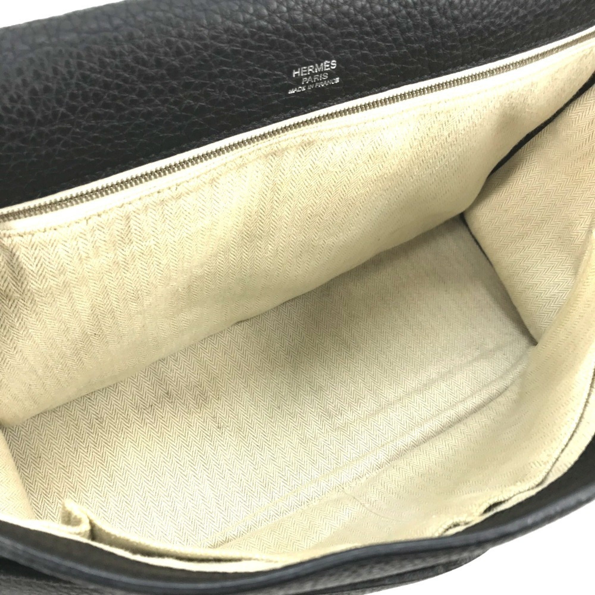 Hermes Black Taurillon Clemence Leather Messenger Bag Shoulder Bag (Pre-Owned)