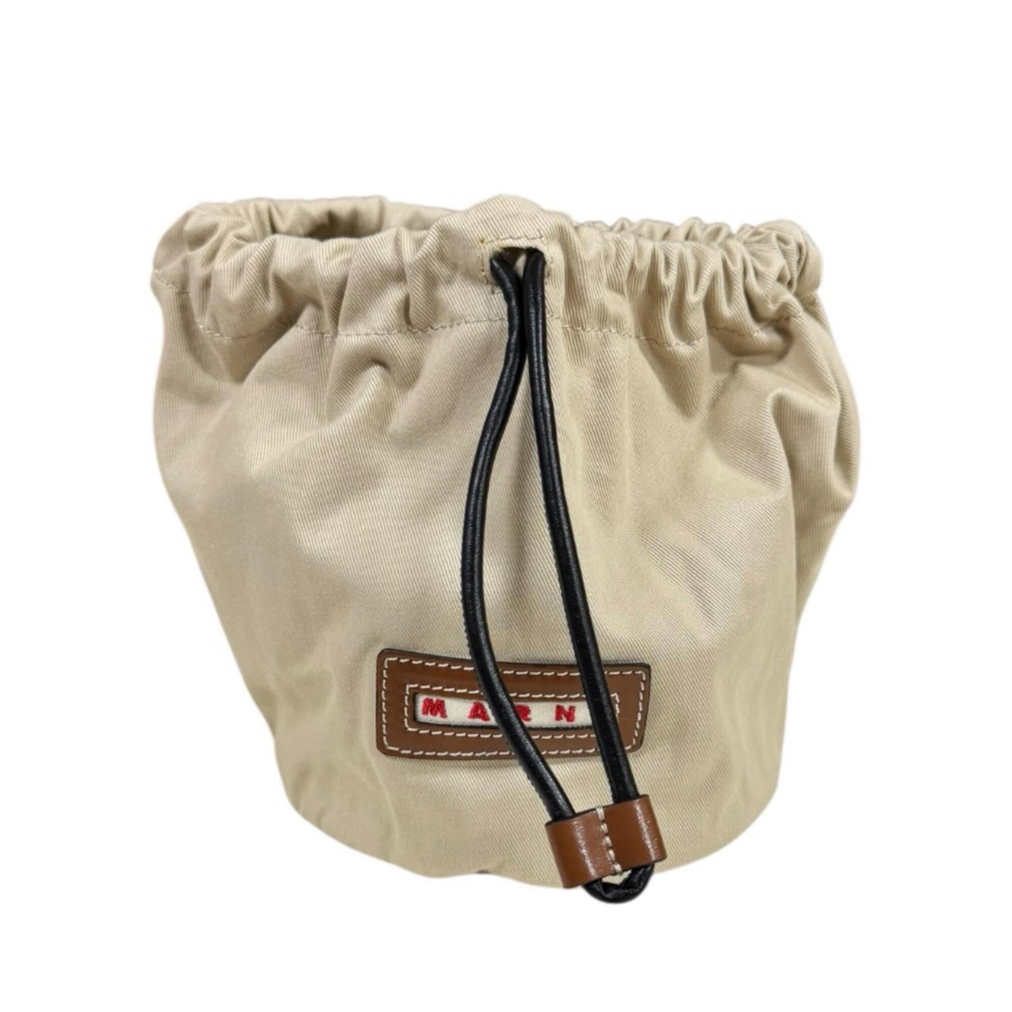 Marni Brown Canvas Leather Shoulder Bag (Pre-Owned)