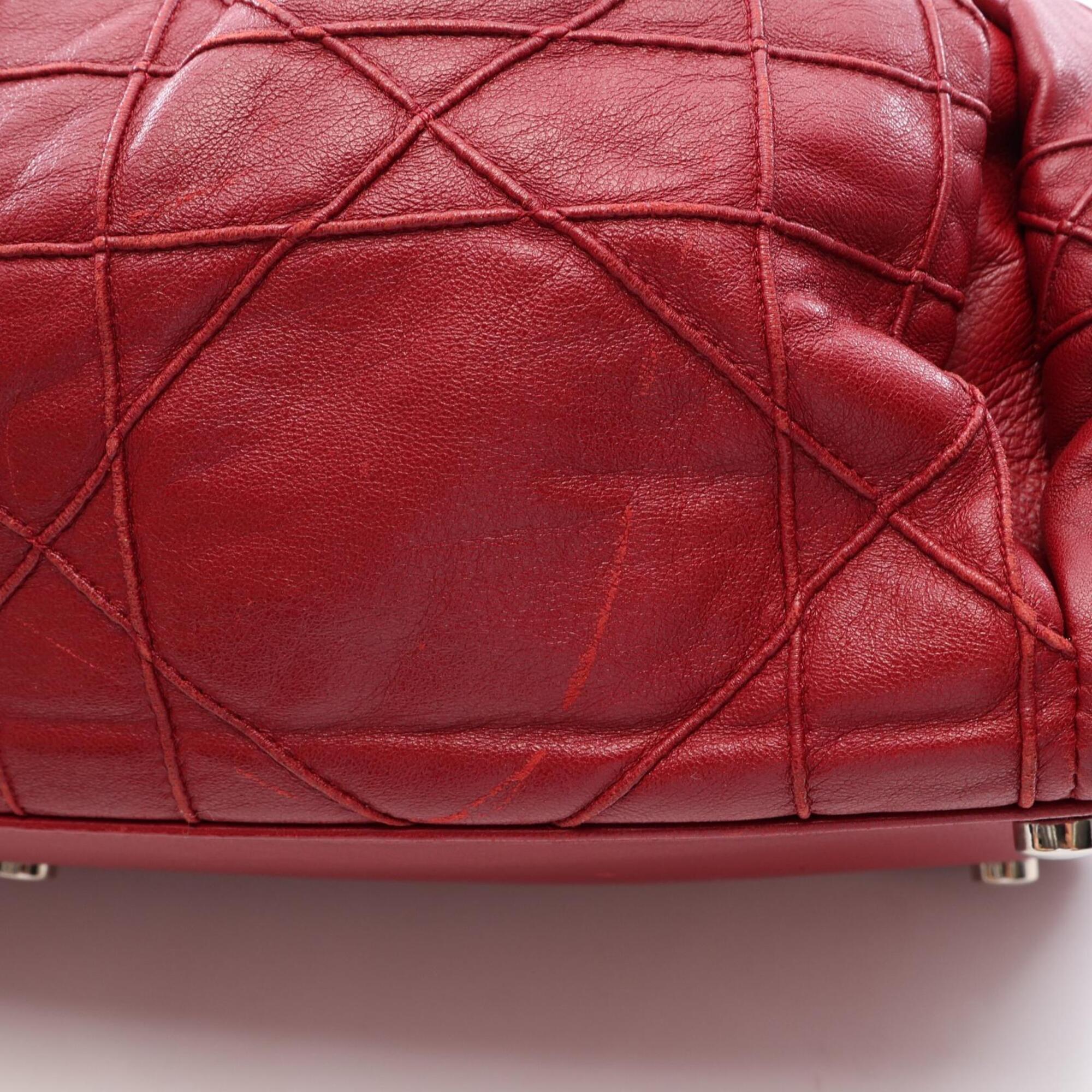 Christian Dior Red Color Leather Handbag Tote Bag (Pre-Owned)