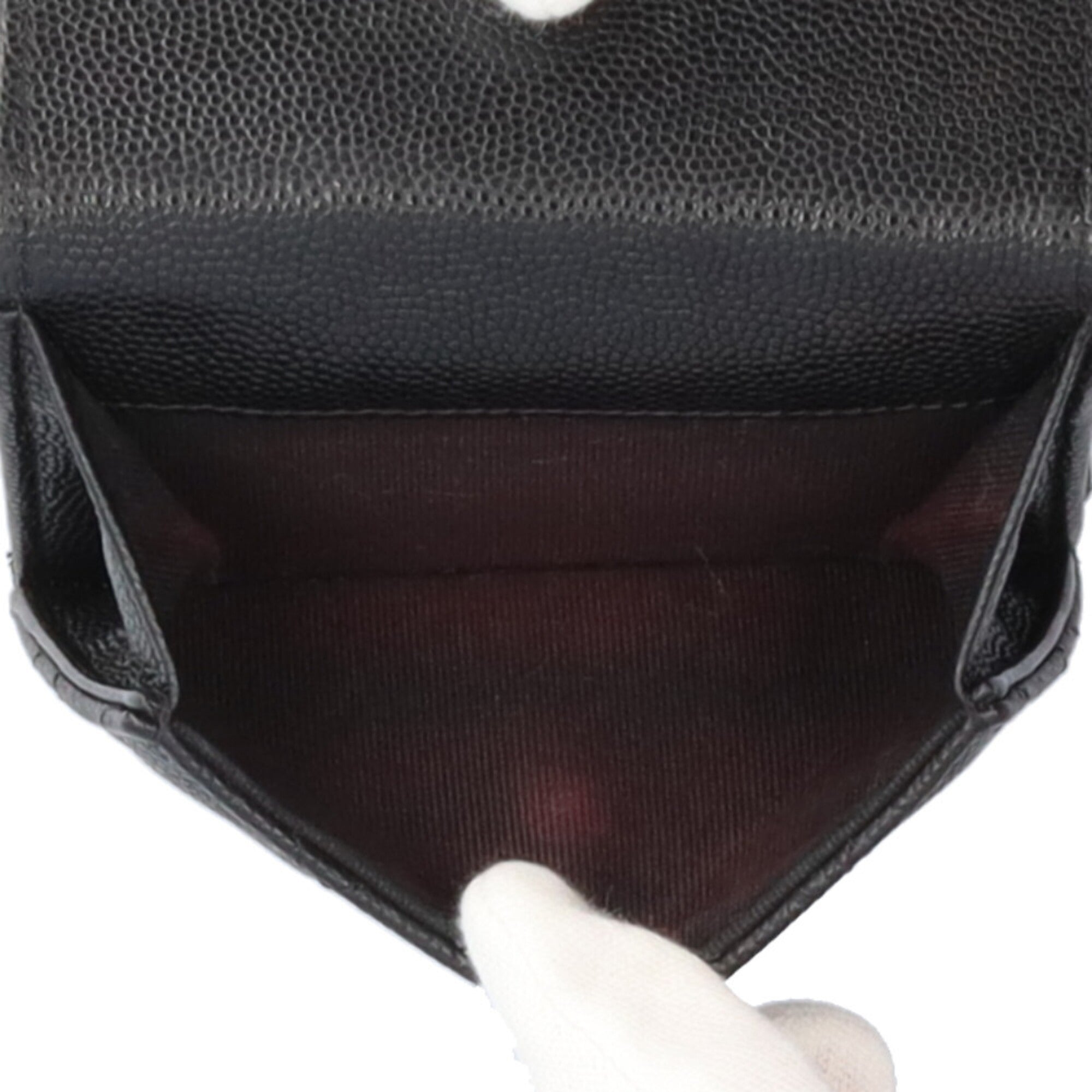 Chanel Black Grained Calfskin Wallet (Tri-Fold) (Pre-Owned)