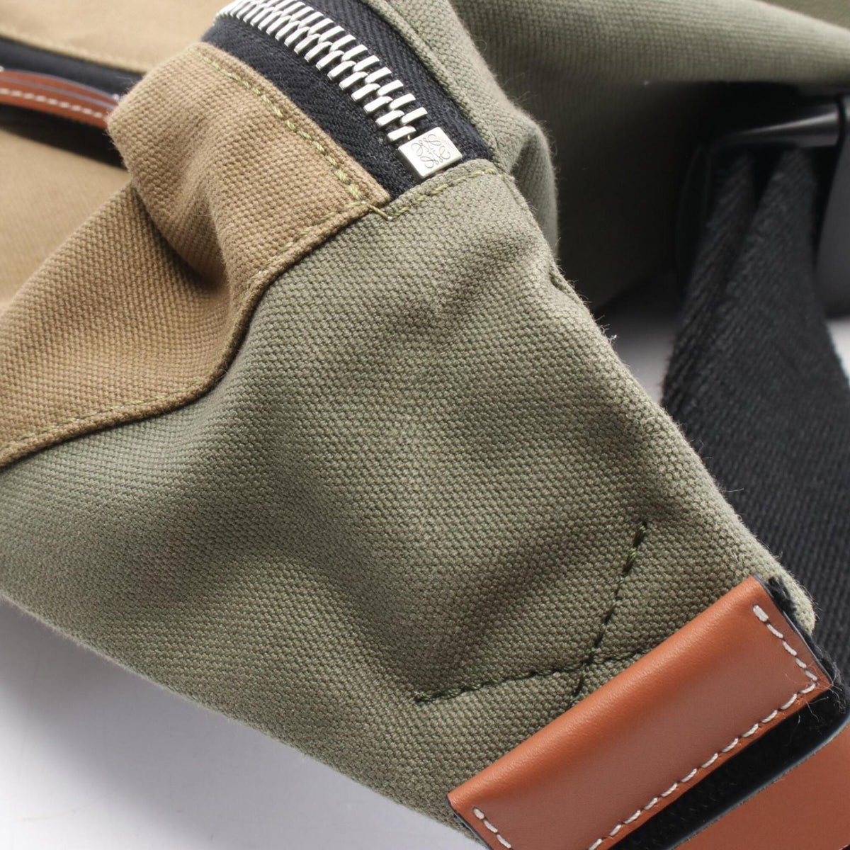 Loewe Brown Khaki Canvas Leather Backpack Fanny Pack (Pre-Owned)