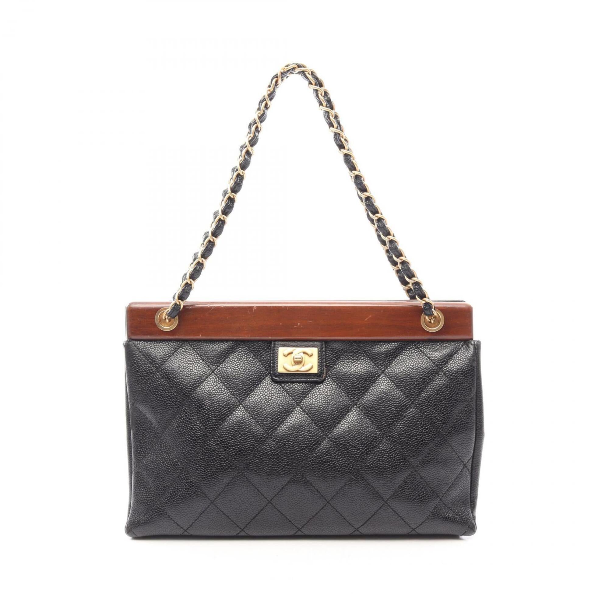 Chanel Black Brown Grained Calfskin Handbag Tote Bag (Pre-Owned)