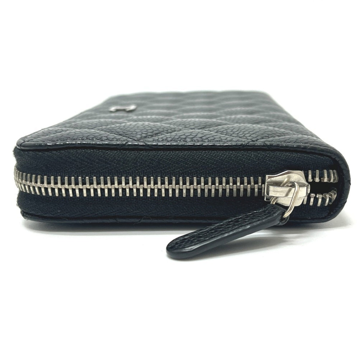 Chanel Black Grained Calfskin Long Wallet (Bi-Fold) (Pre-Owned)
