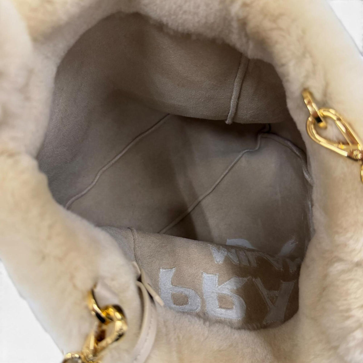 Prada Beige Leather Pouch Shoulder Bag (Pre-Owned)