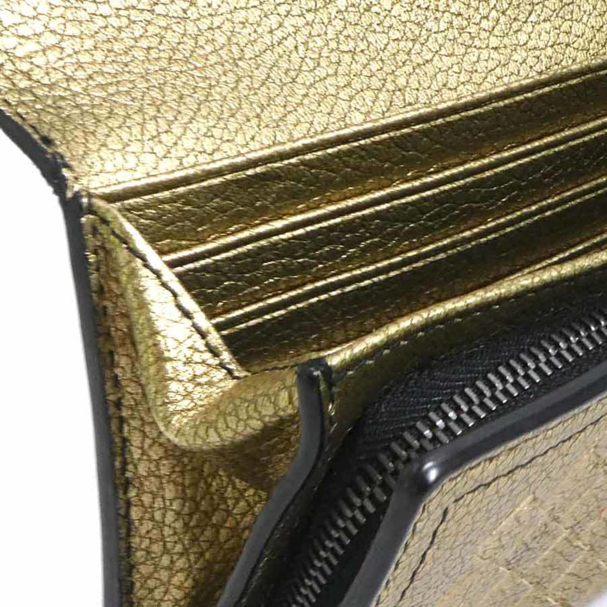 Bottega Veneta Gold Intrecciato Long Wallet (Bi-Fold) (Pre-Owned)
