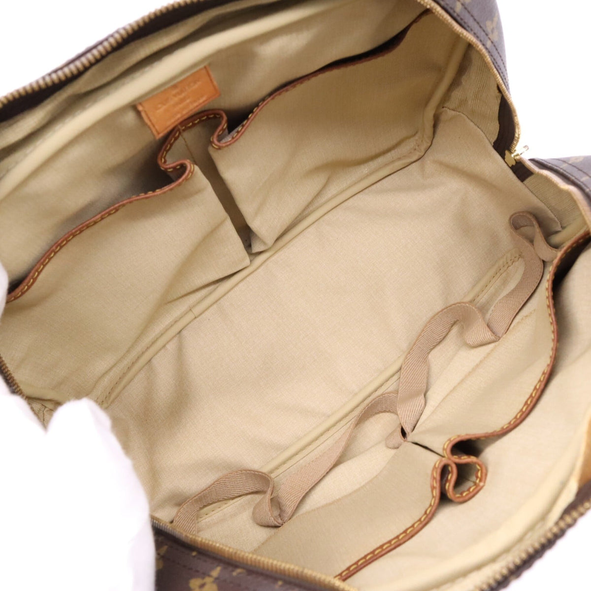 Louis Vuitton Beige Brown Coated Canvas Leather Handbag (Pre-Owned)