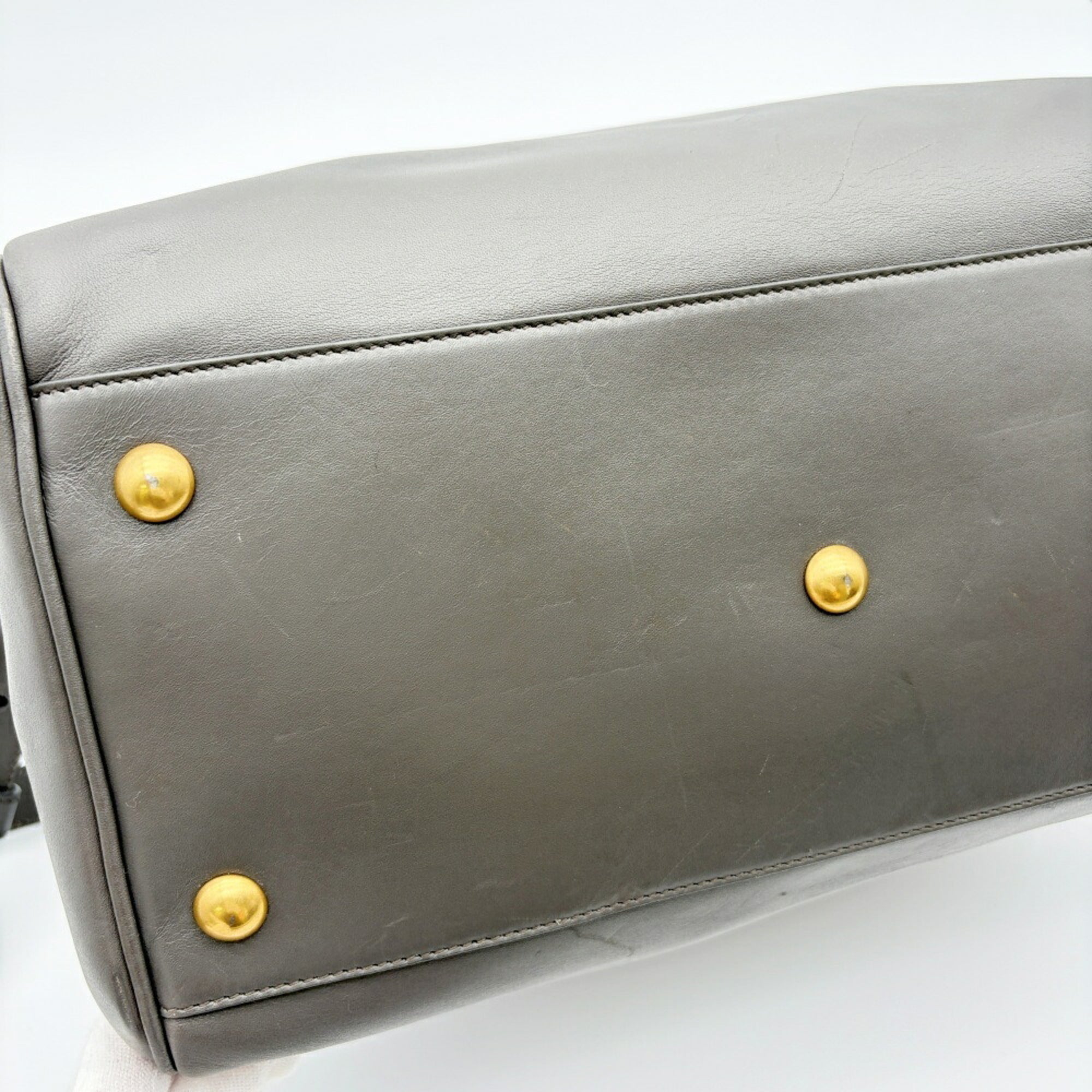 Saint Laurent Gray Leather Suede Boston Bag Shoulder Bag (Pre-Owned)