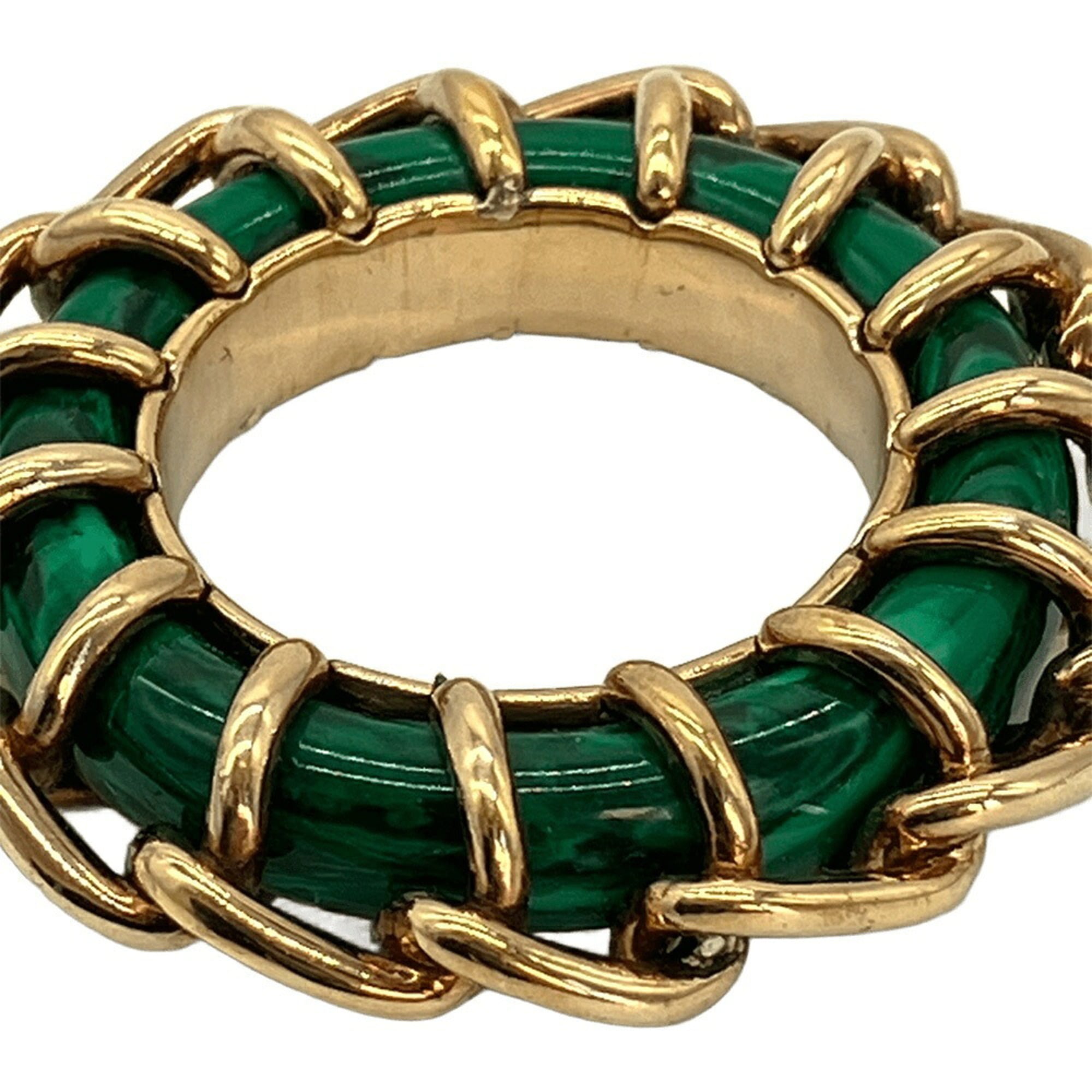 Bottega Veneta Green Resin Silver 925 Band Ring (Pre-Owned)