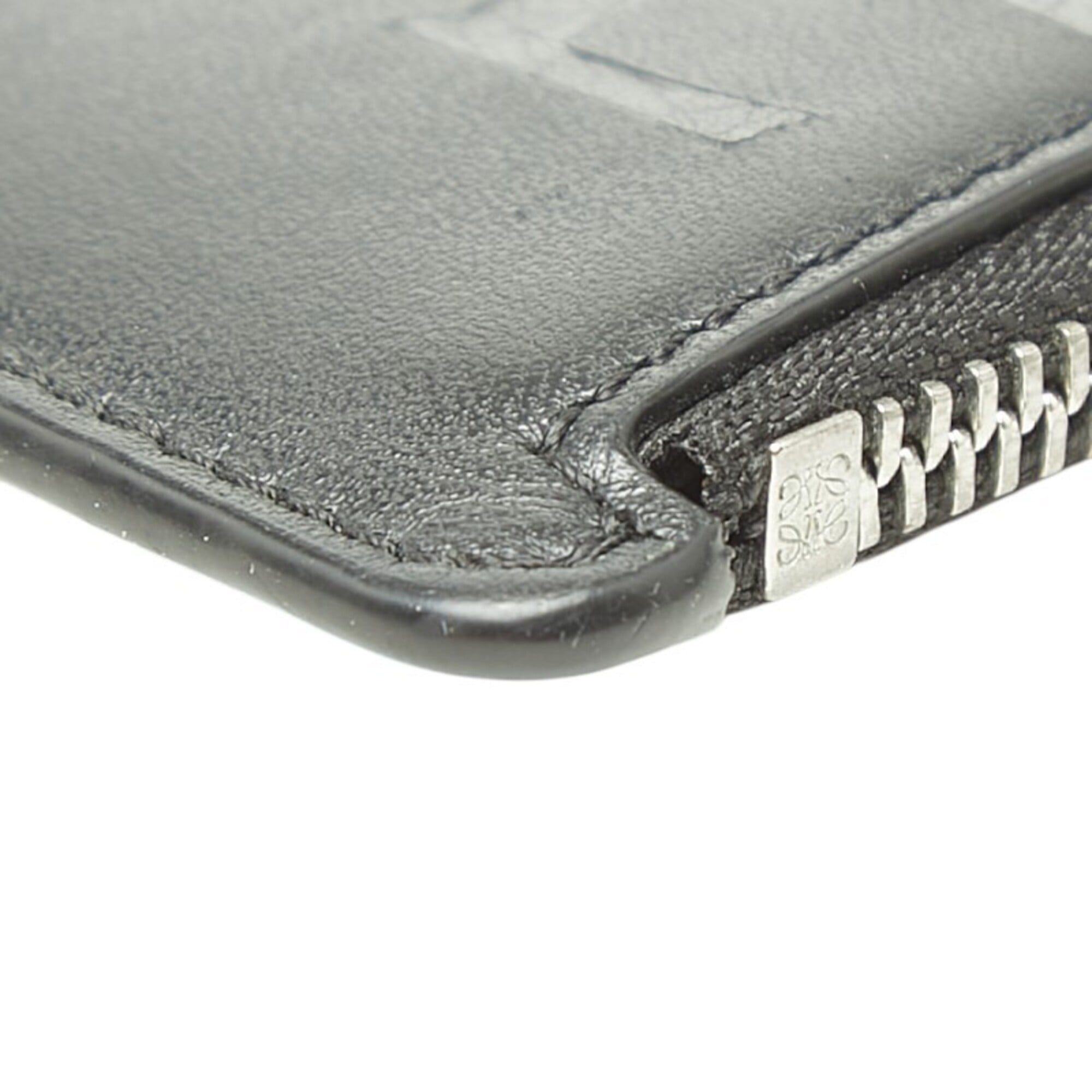 Loewe Black Gray Leather Coin Purse/Coin Case (Pre-Owned)