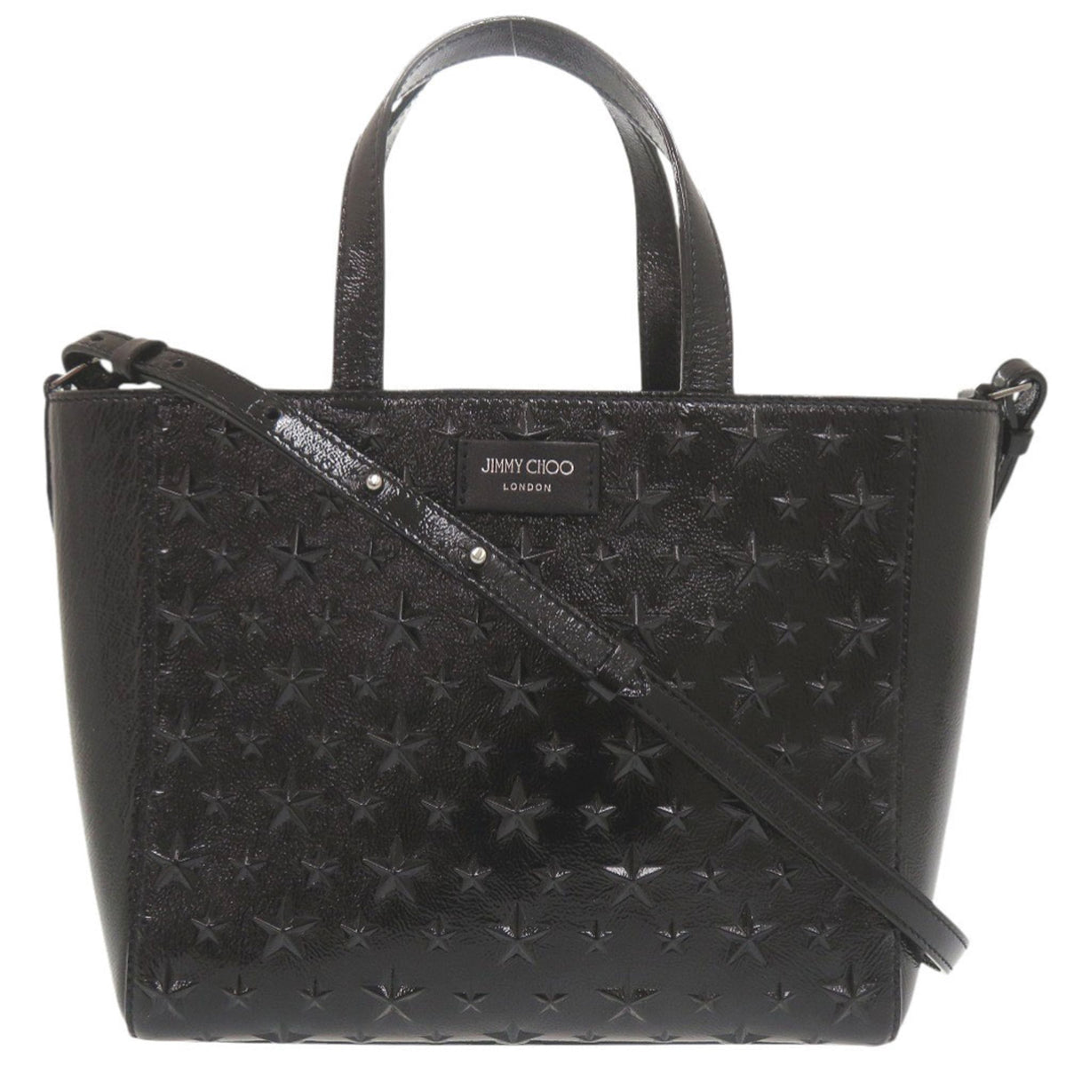 Jimmy Choo Black Patent Leather Handbag Shoulder Bag (Pre-Owned)