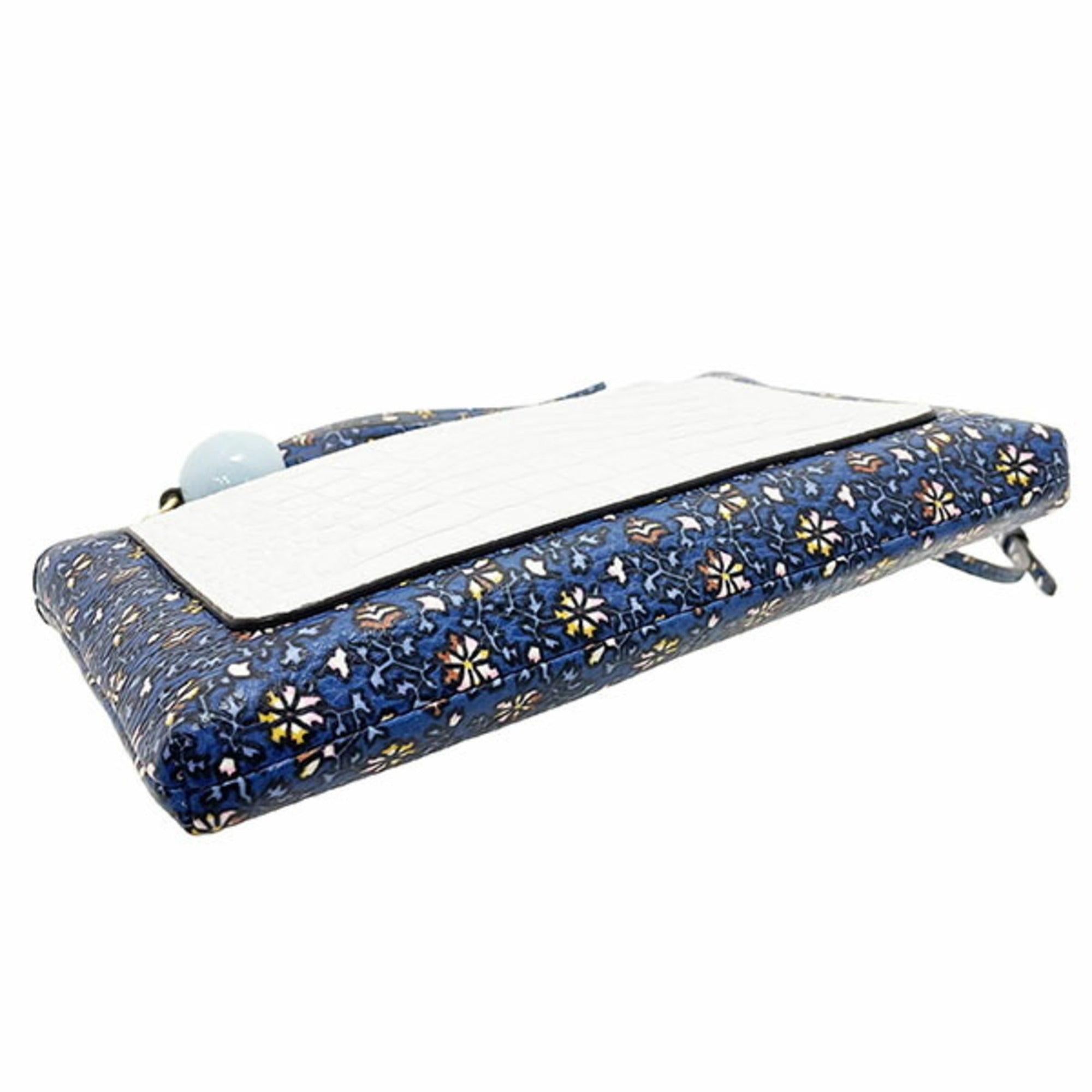 Tory Burch Ivory Multi-Color Navy Leather Shoulder Bag (Pre-Owned)