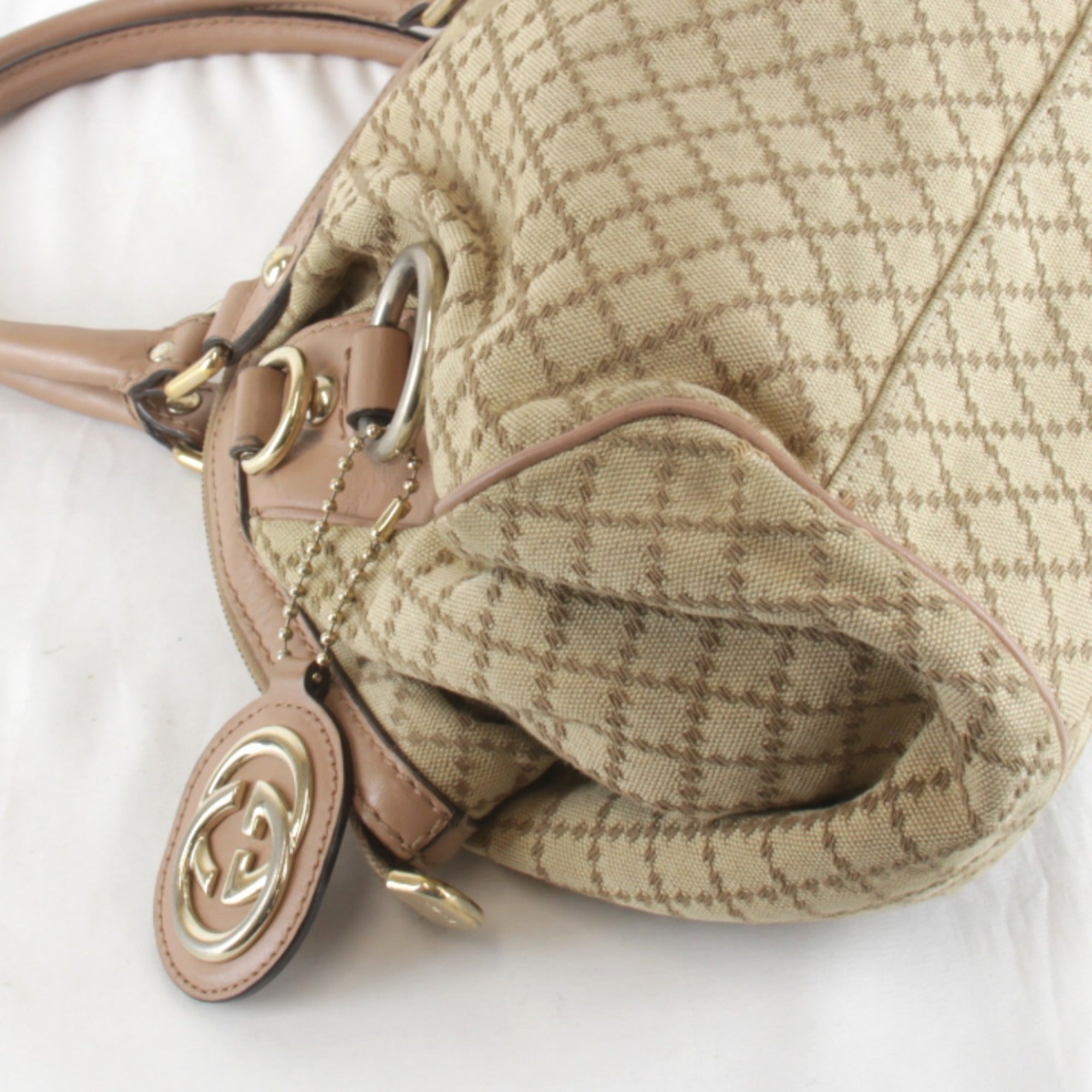 Gucci Beige Black Yellow Canvas Handbag (Pre-Owned)