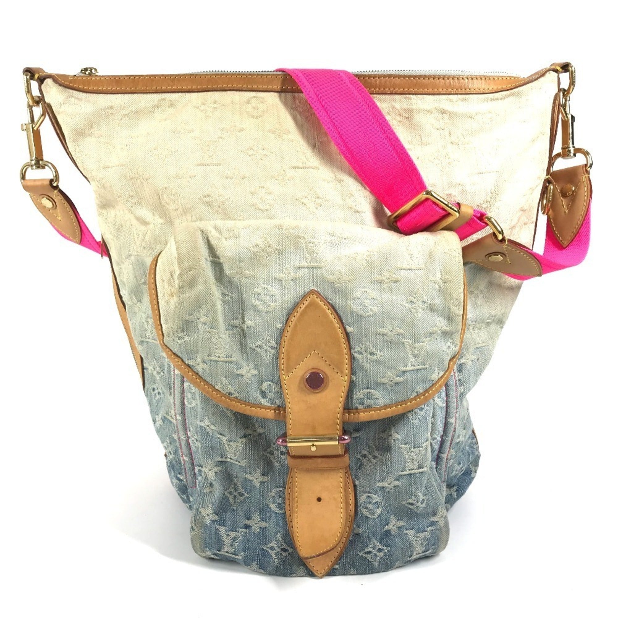 Louis Vuitton Monogram Denim Blue Pink Monogram Denim Shoulder Bag (Pre-Owned)