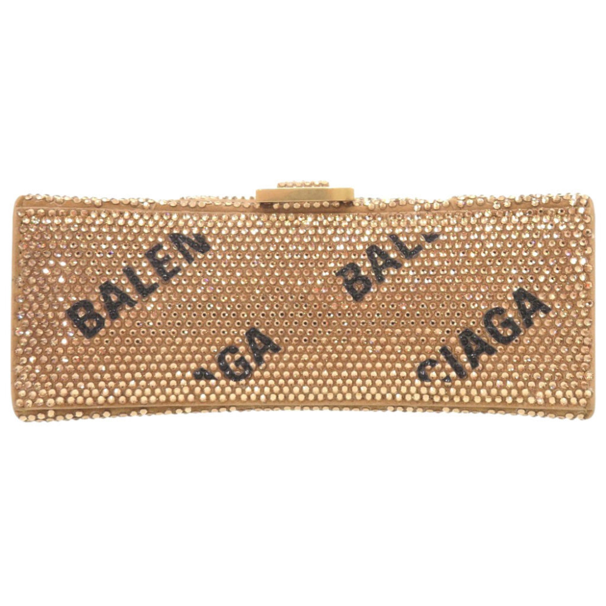 Balenciaga Gold Rhinestone Suede Handbag Shoulder Bag (Pre-Owned)