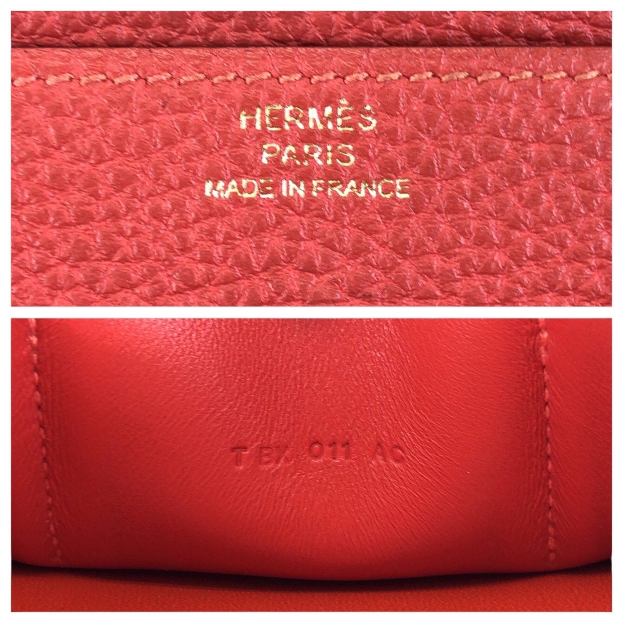 Hermes Red Color Togo Leather Long Wallet (Bi-Fold) (Pre-Owned)