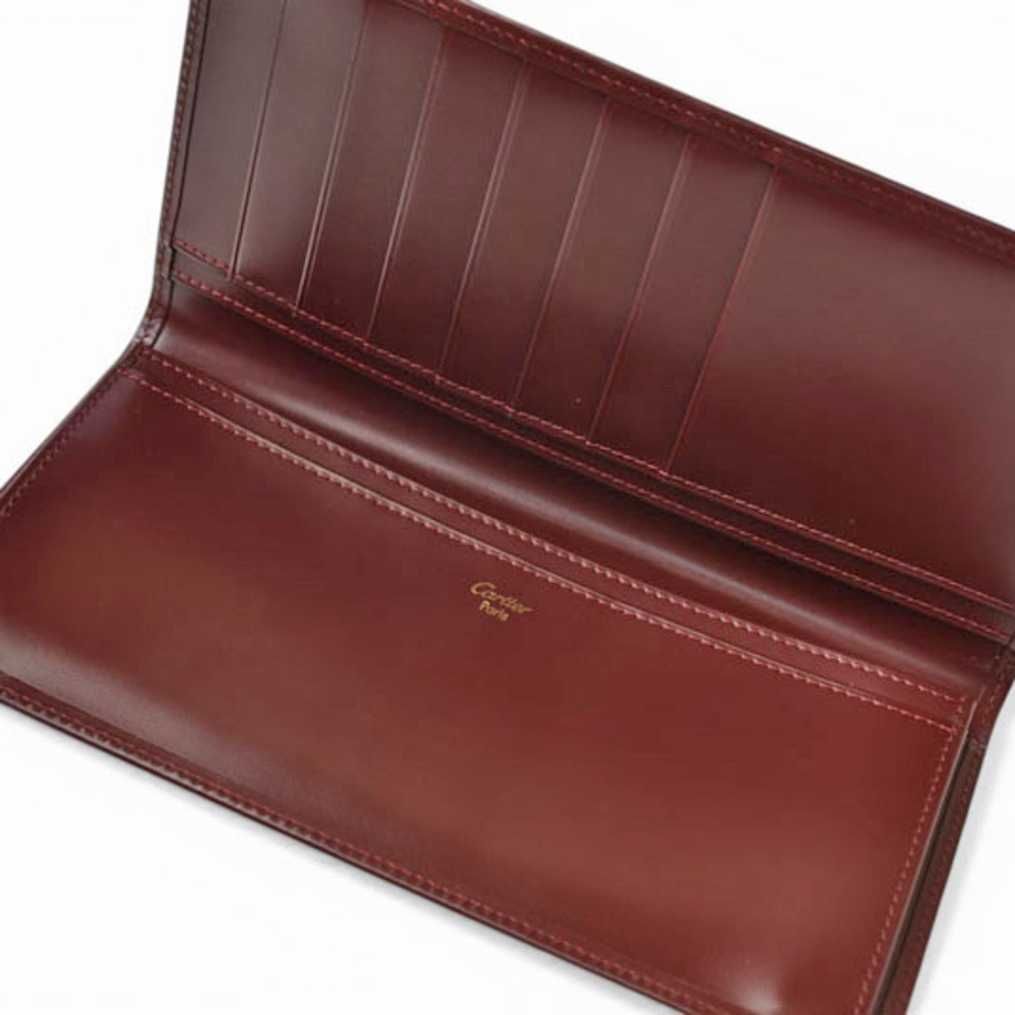 Cartier Bordeaux Leather Long Wallet (Bi-Fold) (Pre-Owned)