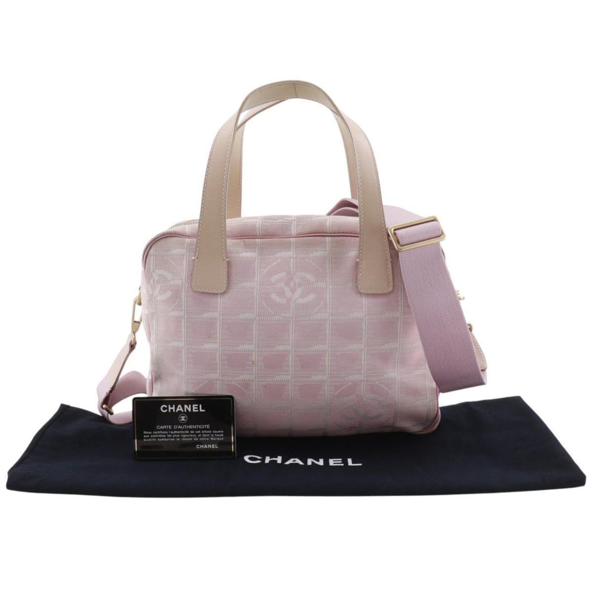 Chanel New Travel Line Pink Nylon Canvas Handbag (Pre-Owned)