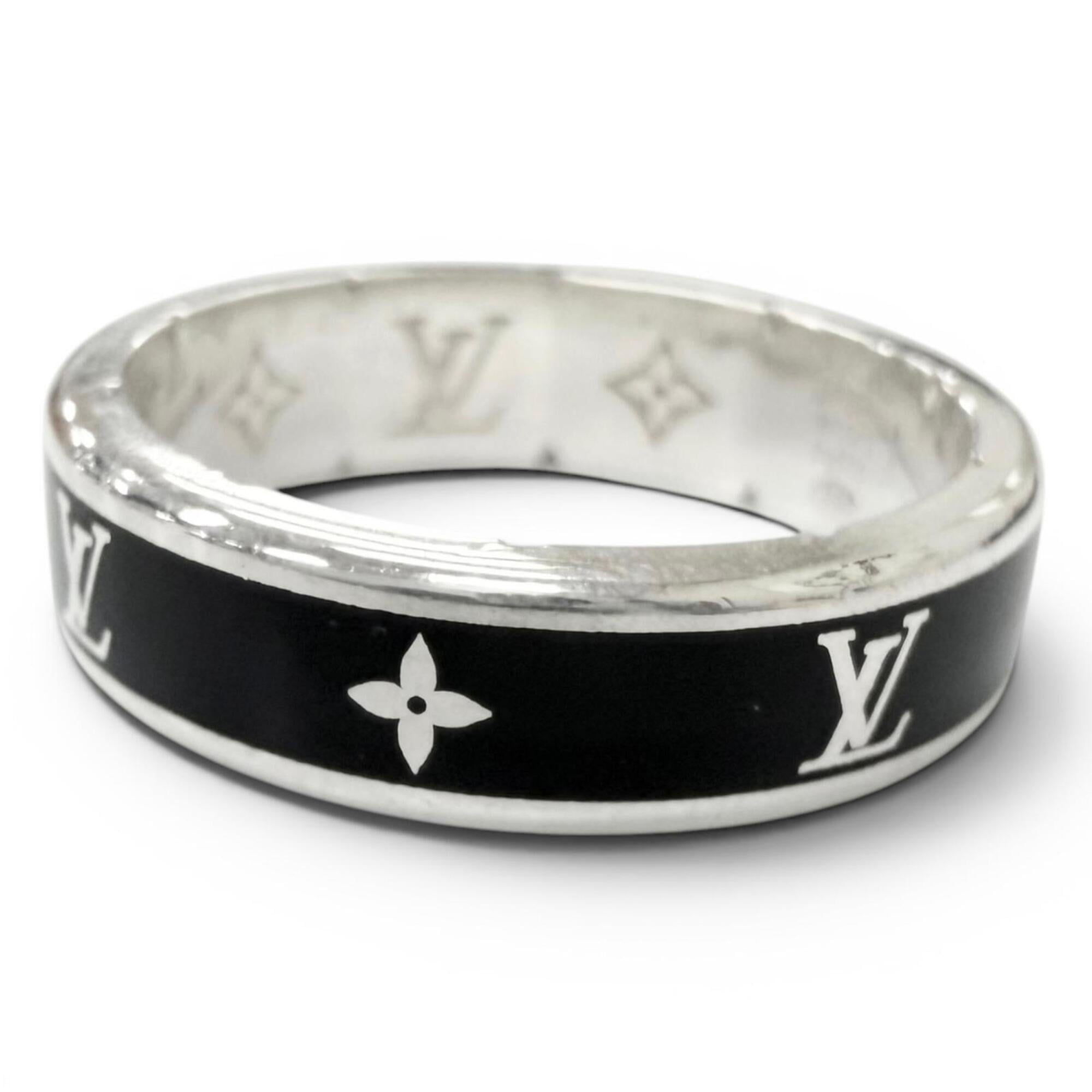 Louis Vuitton Silver Black Silver 925 Band Ring (Pre-Owned)